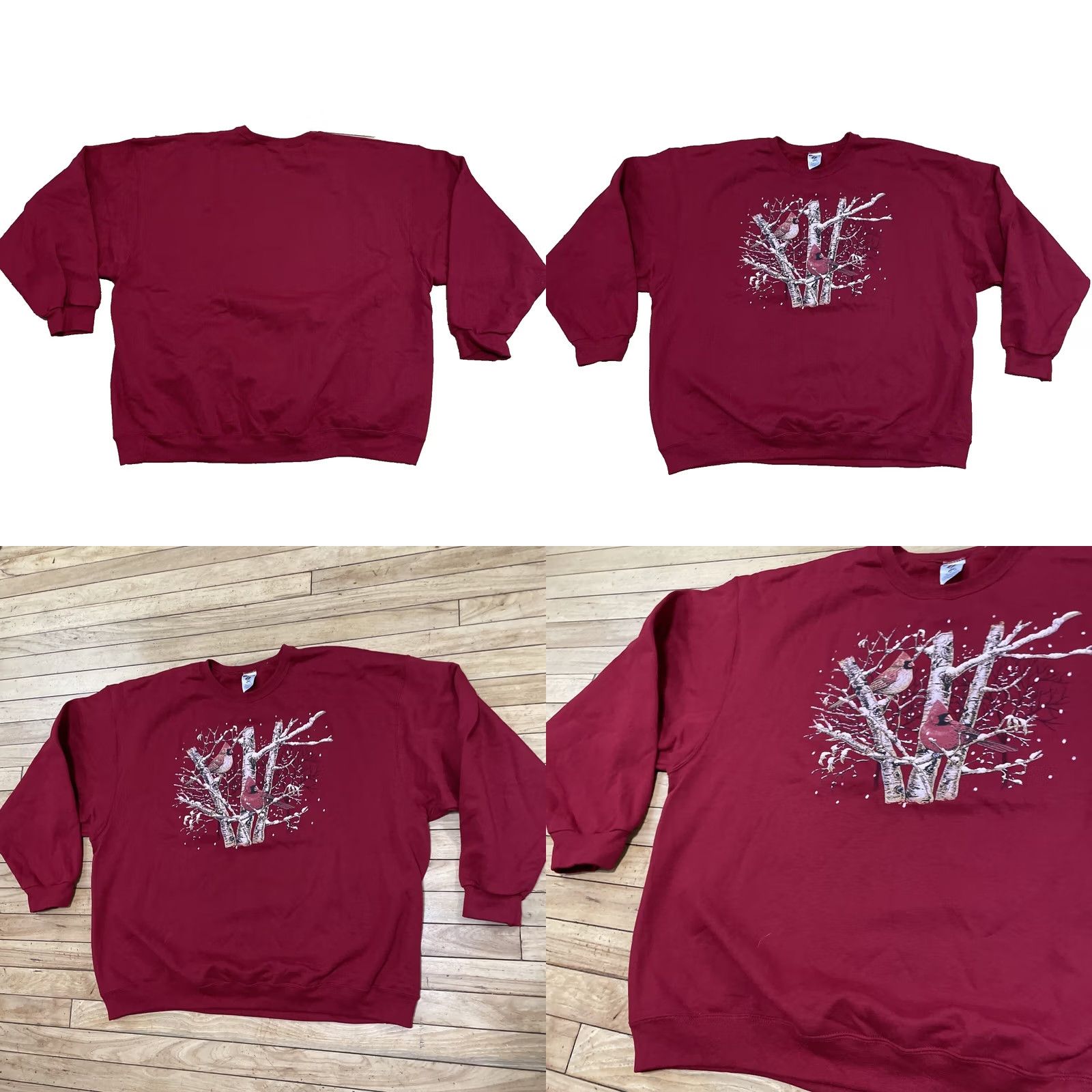Jerzees JERZEES Sweater Unisex Adults 3X Red Cardinal Forest Nature Fleece Pullover Crew Neck Long Sleeve Graphic Print Red Sweatshirt Size US XXL / EU 58 / 5 - 9 Thumbnail