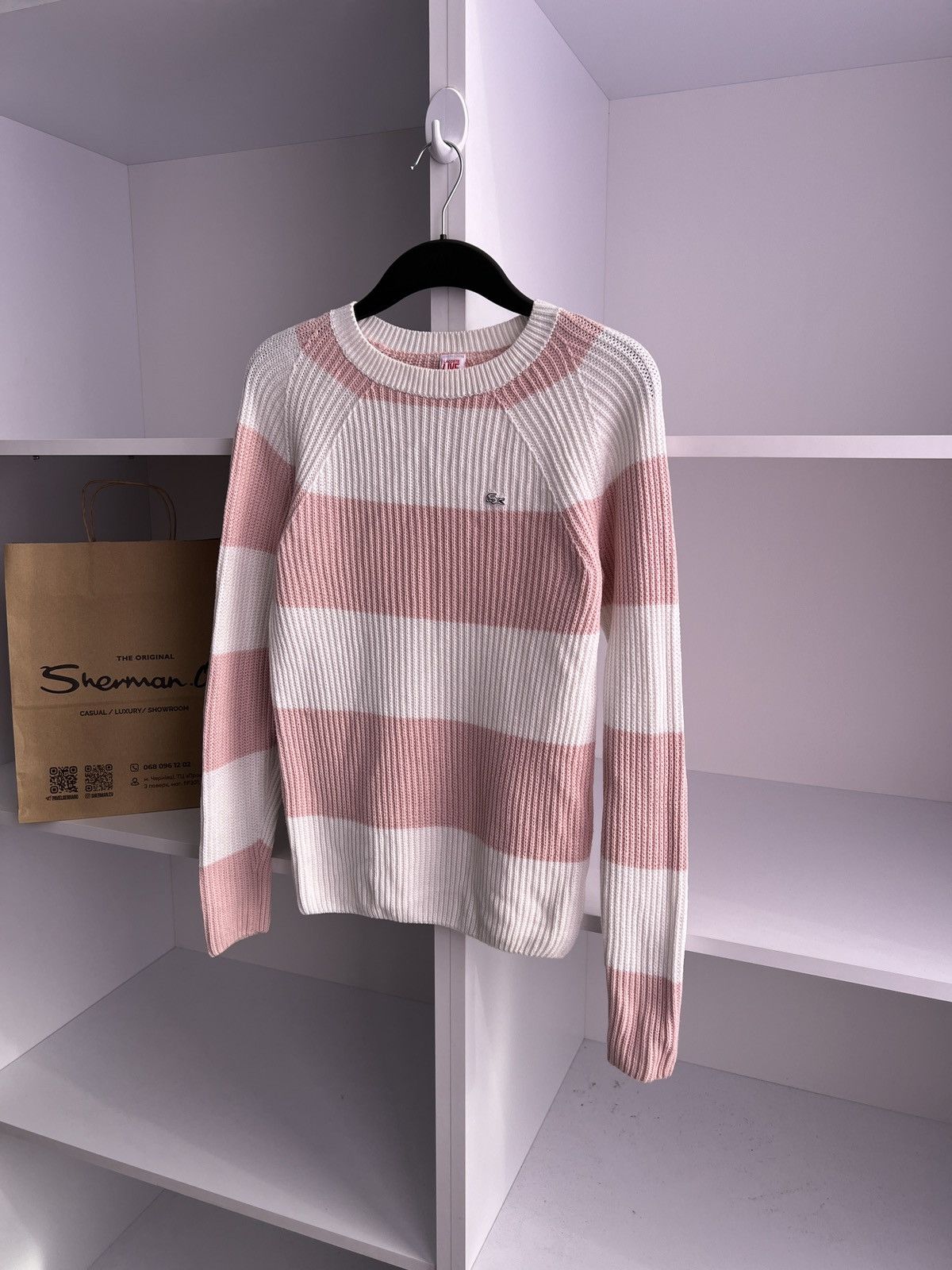 Lacoste × Vintage Vintage Lacoste Live Women’s Striped Knitted Warm Sweater Size XS / US 0-2 / IT 36-38 - 5 Thumbnail