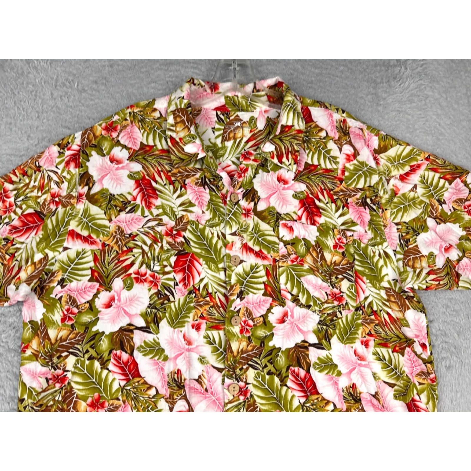 Pinko Princess Cruises Shirt Women 2XL Green Floral Rayon Hawaiian Button Up Casual Travel Short Sleeve Womens Vintage: No Size XXL / US 16-18 / IT 52-54 - 4 Thumbnail