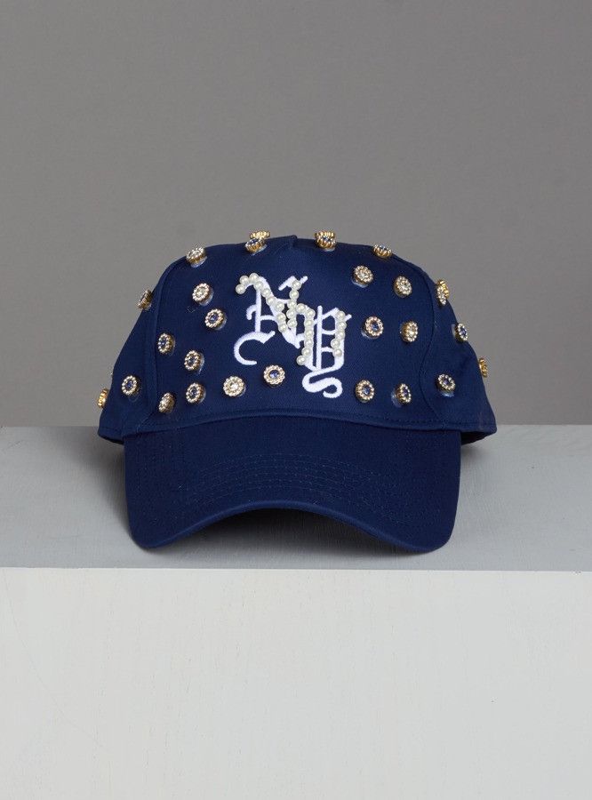 Other Navy Rhinestone Rhinestone Streetwear Hat Size ONE SIZE - 1 Preview