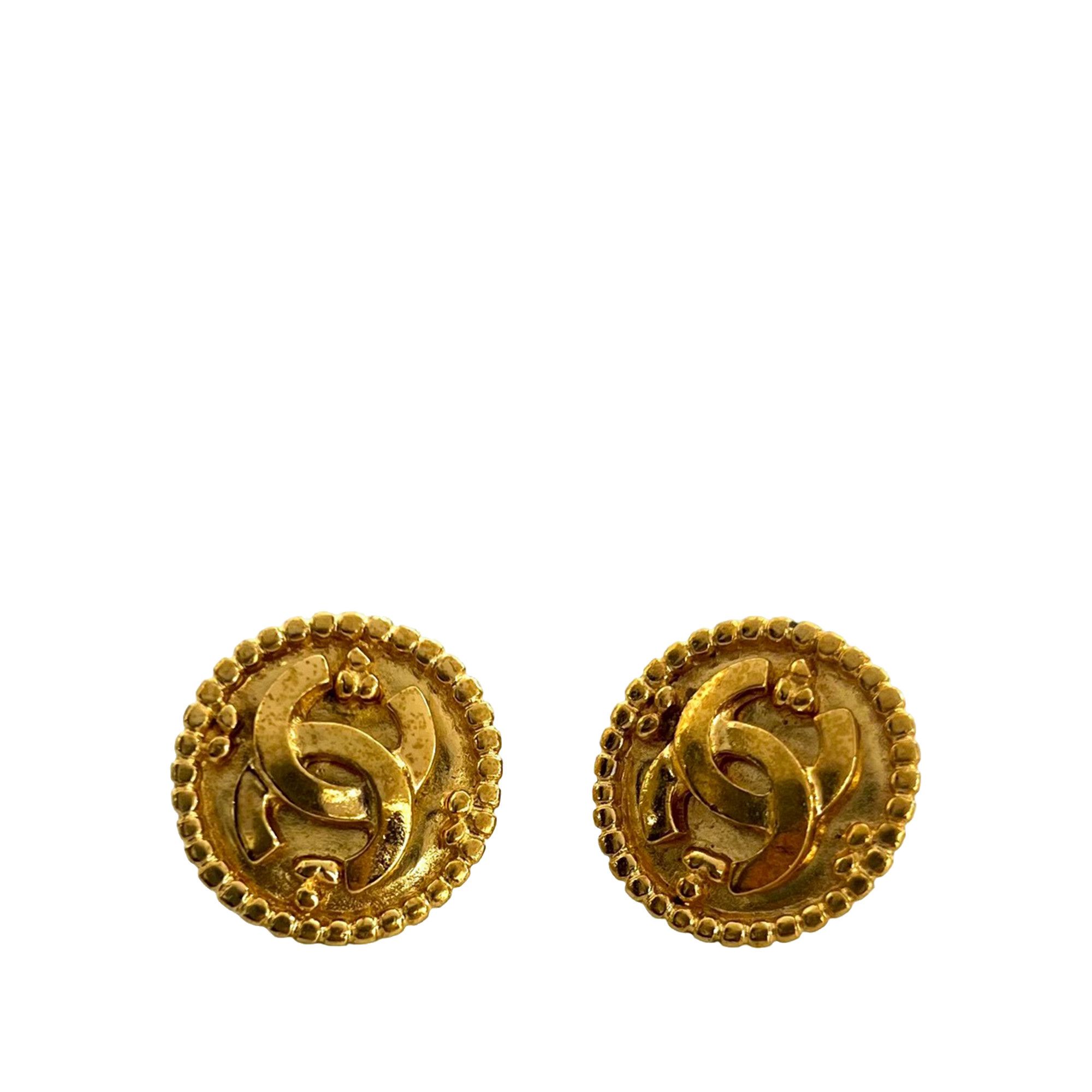 Chanel Chanel CC Gold Plated Button Clip On Earrings Size ONE SIZE - 1 Thumbnail