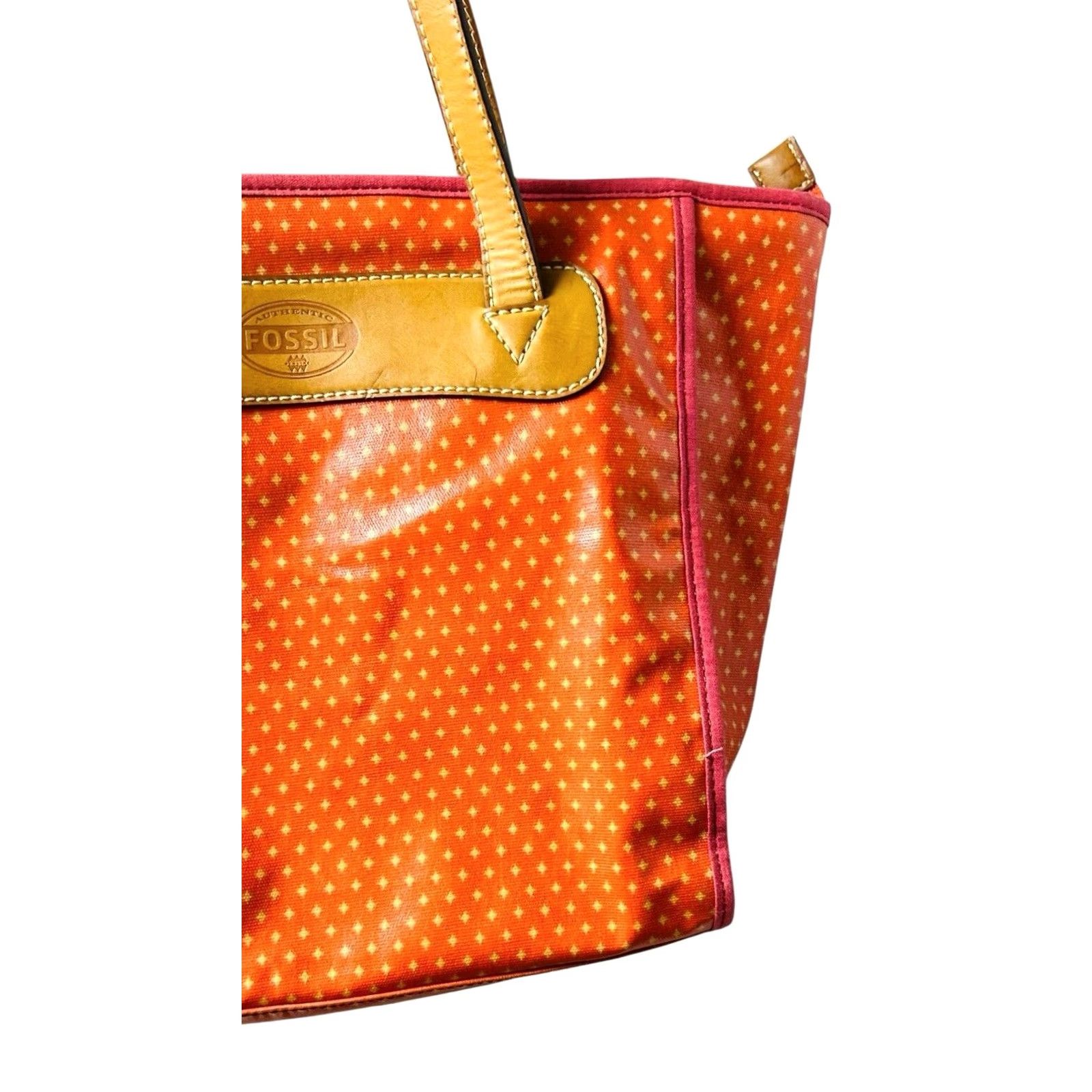 Fossil Fossil Key-Per Shopper Tote Bag Purse Coral Diamond Coated Canvas W/Wallet New Women Large Leather Handles Summer Couture 100% Nylon? Size L / US 10 / IT 46 - 5 Thumbnail