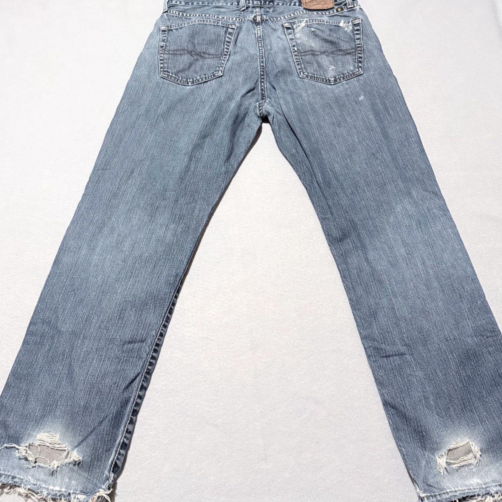 Lucky Brand Lucky Brand Jeans Men Blue Denim Frayed Distressed Classic-Fit Straight 34 Size US 34 / EU 50 - 6 Thumbnail