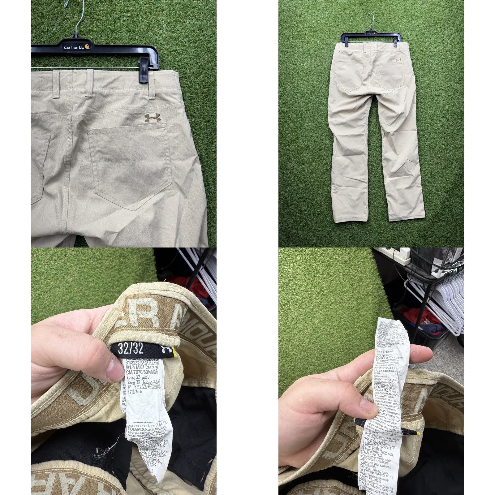 Under Armour Under Armour Pants Mens 35x32 Khakis Beige Water Resistant UA Storm Golf Nylon Polyester Pockets Zip Pocket Inseam 32 Rem Regular Mens Size US 32 / EU 48 - 8 Thumbnail
