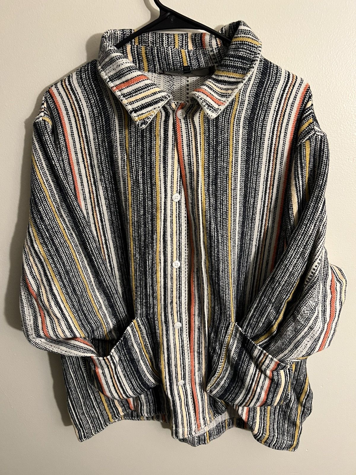 Kith Kith Multi Stripe Boxy Collared Overshirt Sandrift | Grailed 
