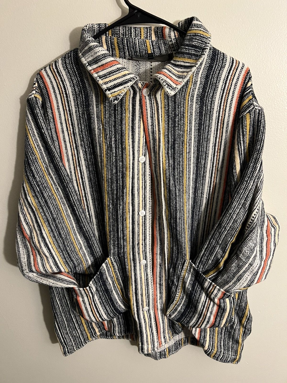 Kith Kith Multi Stripe Boxy Collared Overshirt Sandrift | Grailed