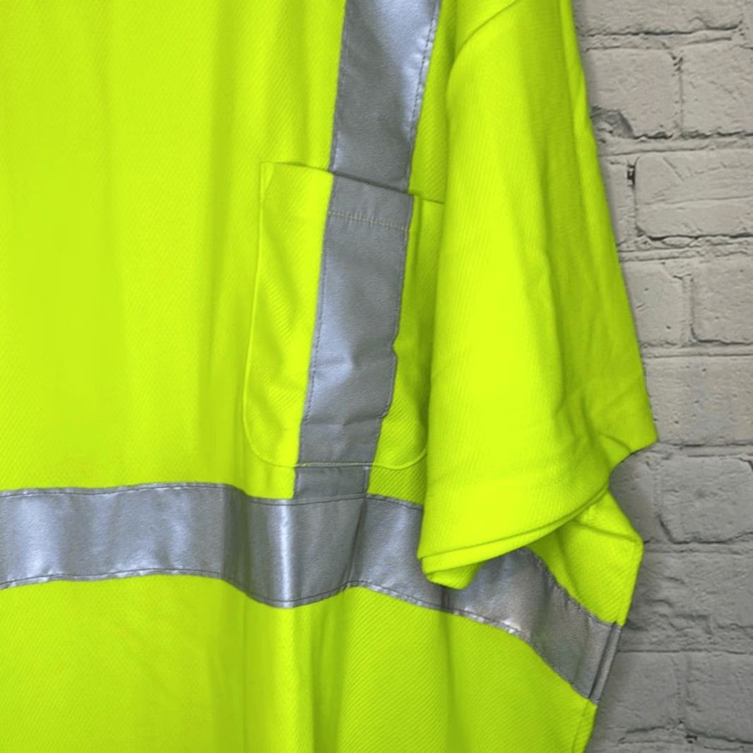 Vintage Tri-Mountain Men’s Lime Green Safety Shirt 3XL Short Sleeve T-Shirt ANSI/ISEA 107-2010 Style 222 Class 2 Level 2, Front Pocket, Big & Tall Mens Shirt Size US XXL / EU 58 / 5 - 5 Thumbnail