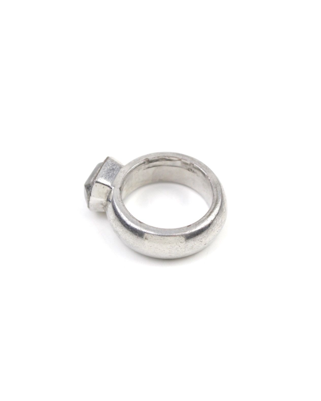Vintage 2000S JAPANESE MADE CHUNKY RING WITH CLEAR HEXAGON STONE Size ONE SIZE - 6 Thumbnail