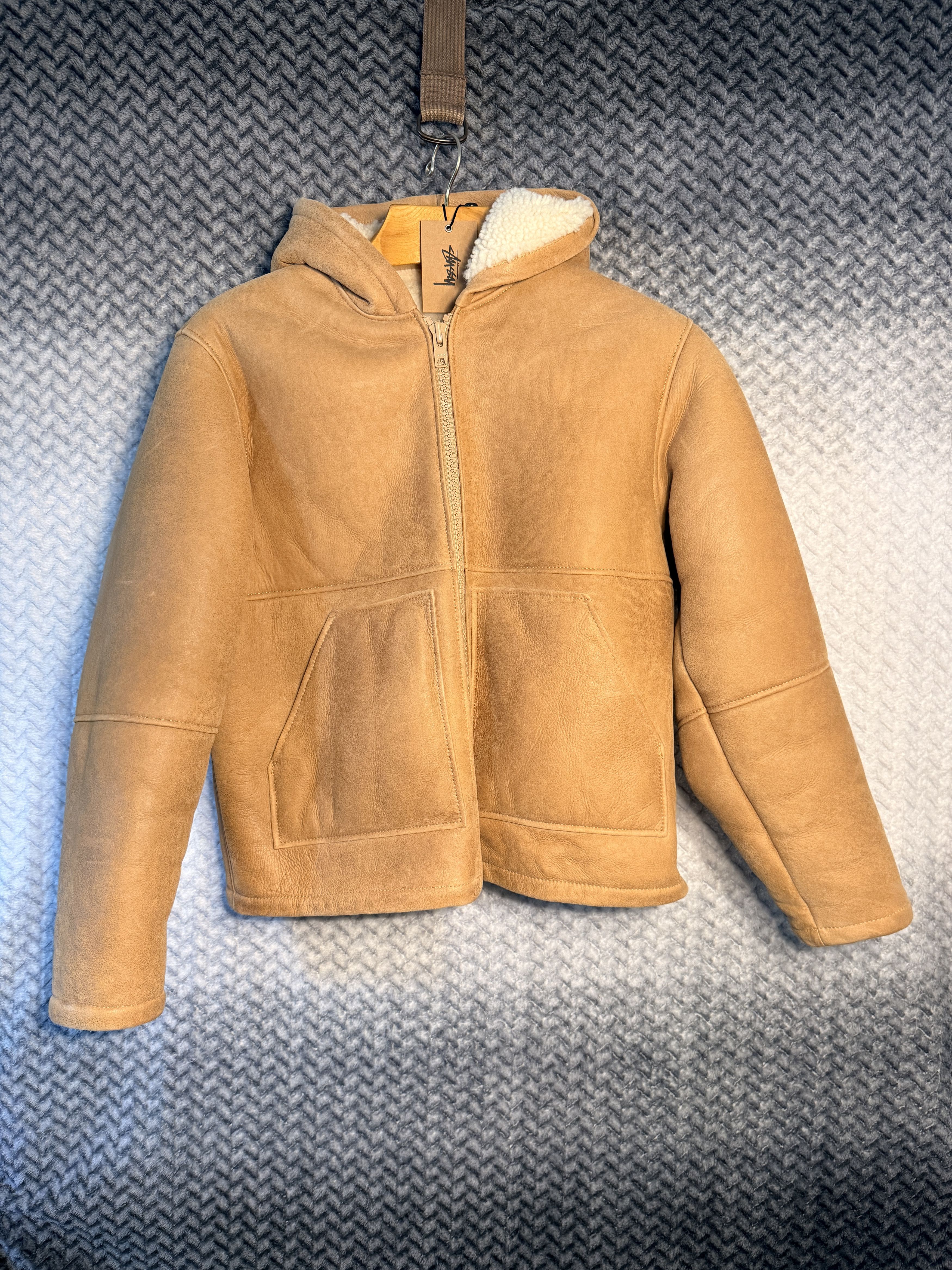 Stussy Shearling Hooded Jacket Tan Size US M / EU 48-50 / 2 - 1 Thumbnail