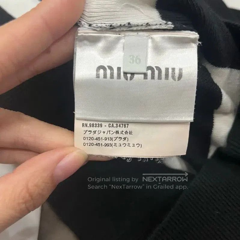 Miu Miu Miu Miu Black Striped Cotton Cardigan . Size S / US 4 / IT 40 - 4 Thumbnail