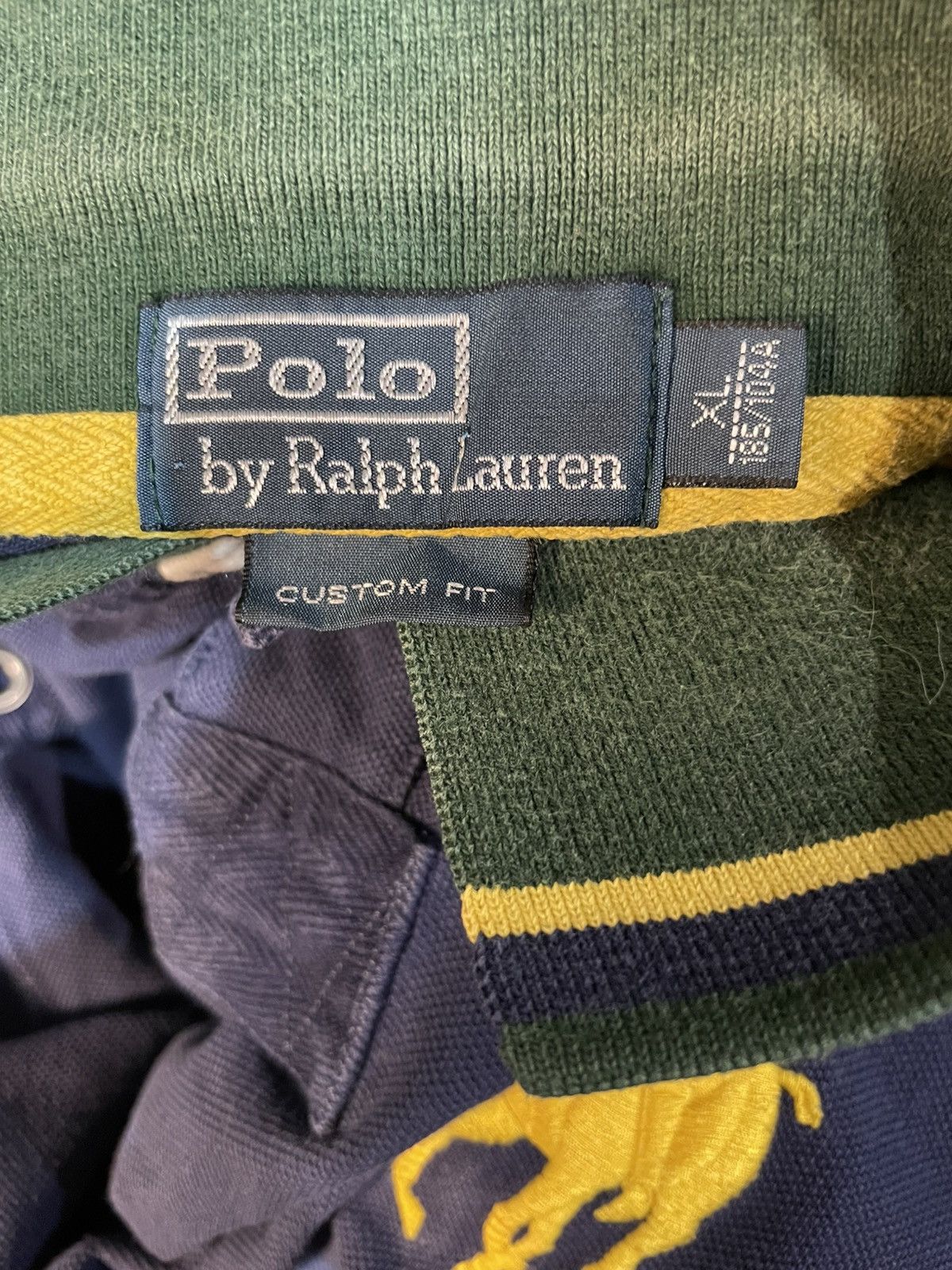 Polo Ralph Lauren Polo Ralph Lauren Navy Polo Shirt Custom Fit Yellow Pony XL Size US XL / EU 56 / 4 - 3 Thumbnail