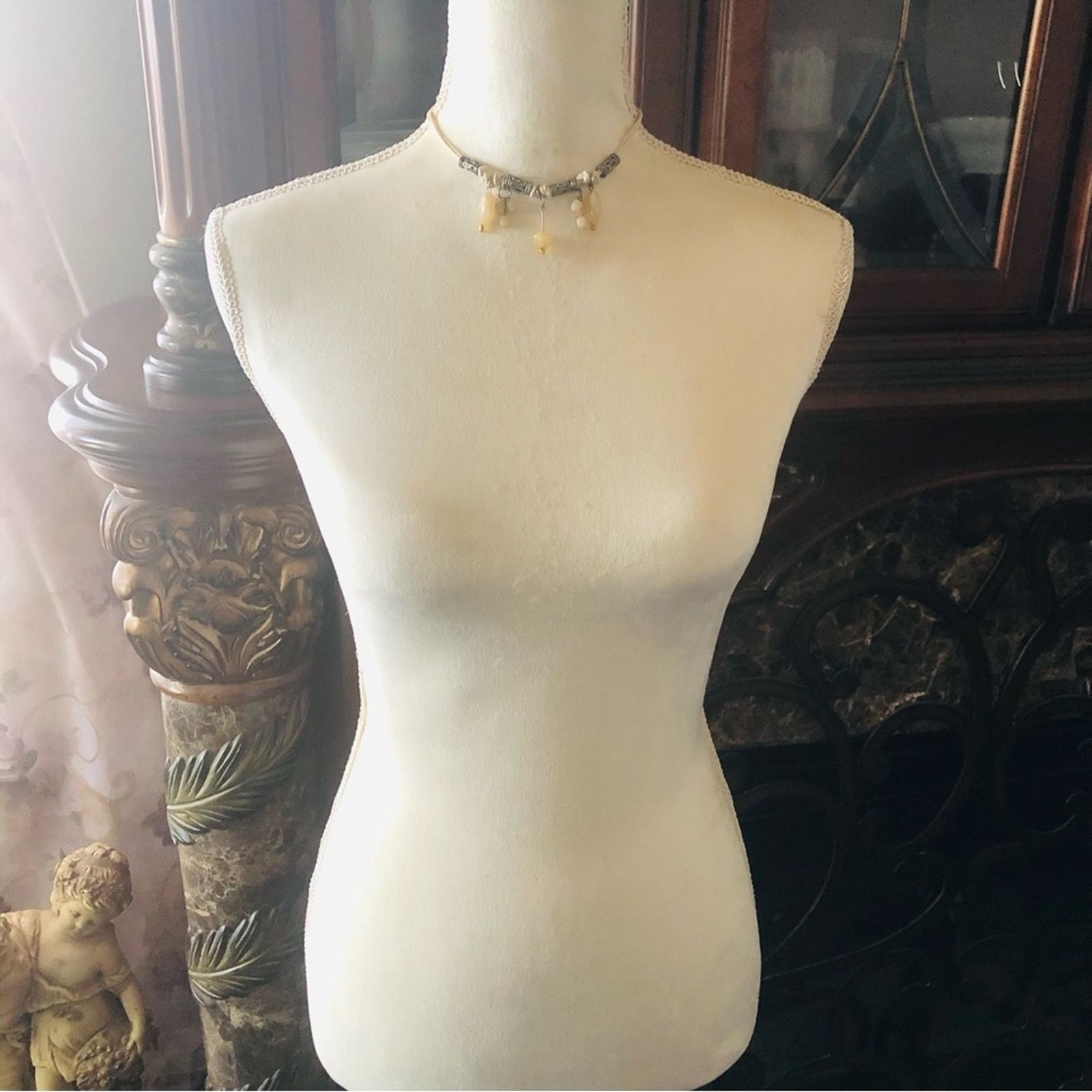 Handmade Hand crafted genuine stone cord choker necklace Size ONE SIZE - 6 Thumbnail