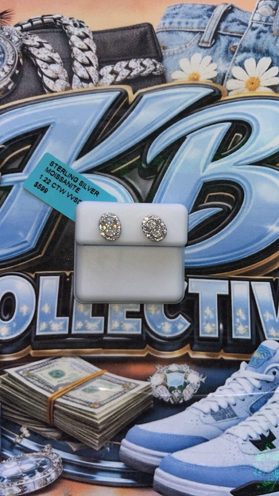Other 925 sterling silver oval Moissanite studs Size ONE SIZE - 1 Thumbnail