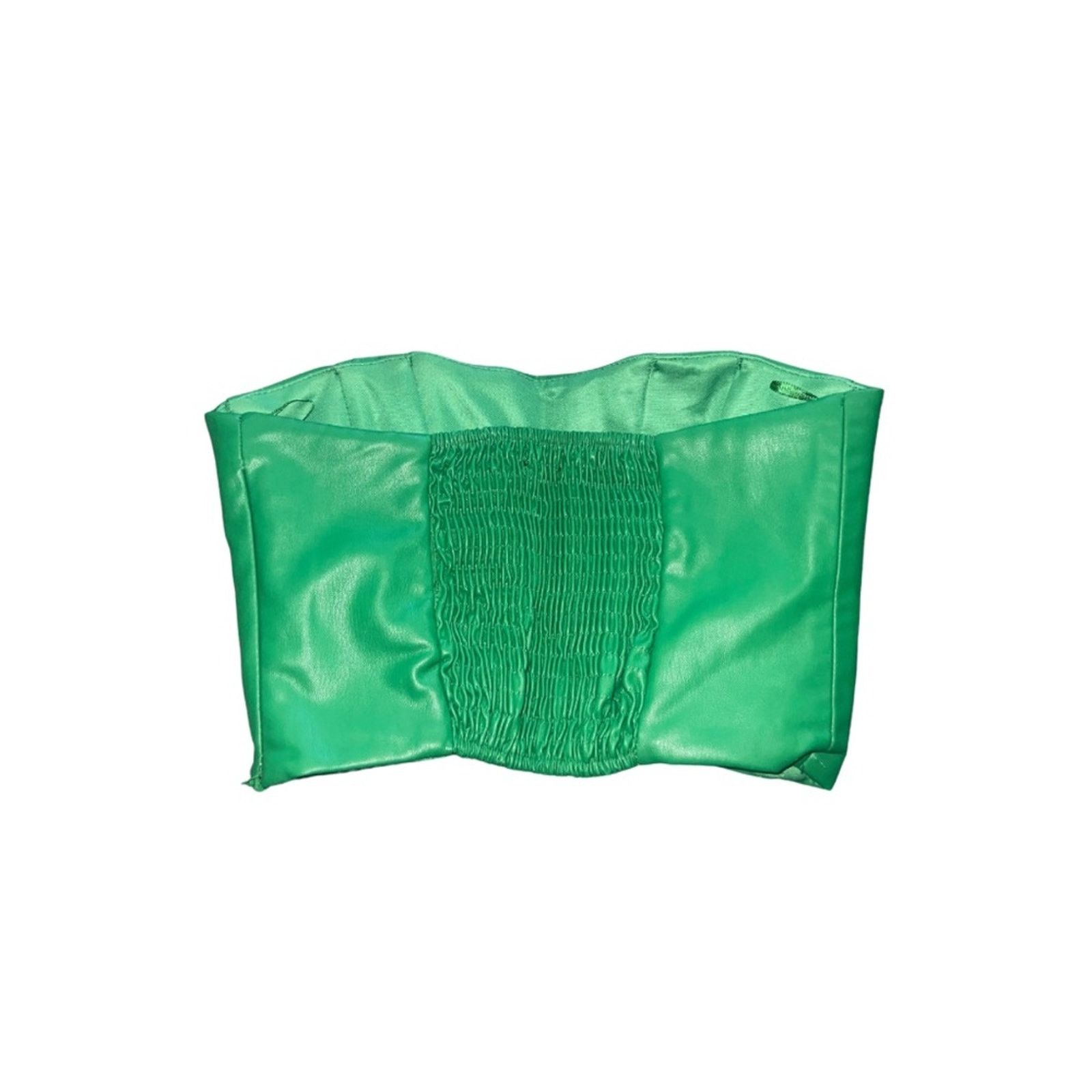 Zara Green Faux leather corset strapless top XS Smoked Y2K Chic Size XS / US 0-2 / IT 36-38 - 2 Thumbnail