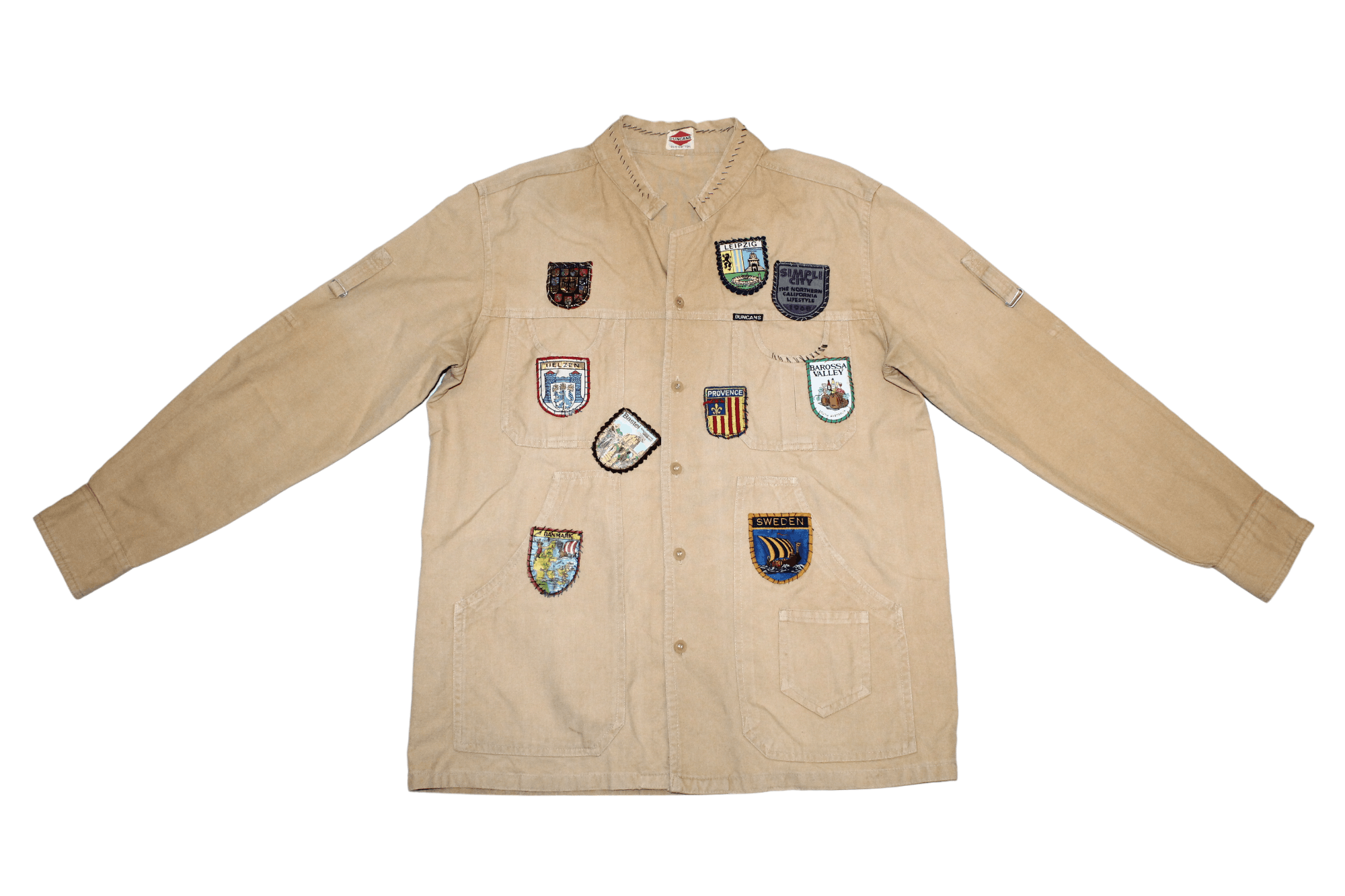 Japanese Brand 60's 70's DUNCANS World Tour Patches Sun Faded Chore Jacket Size US L / EU 52-54 / 3 - 4 Thumbnail