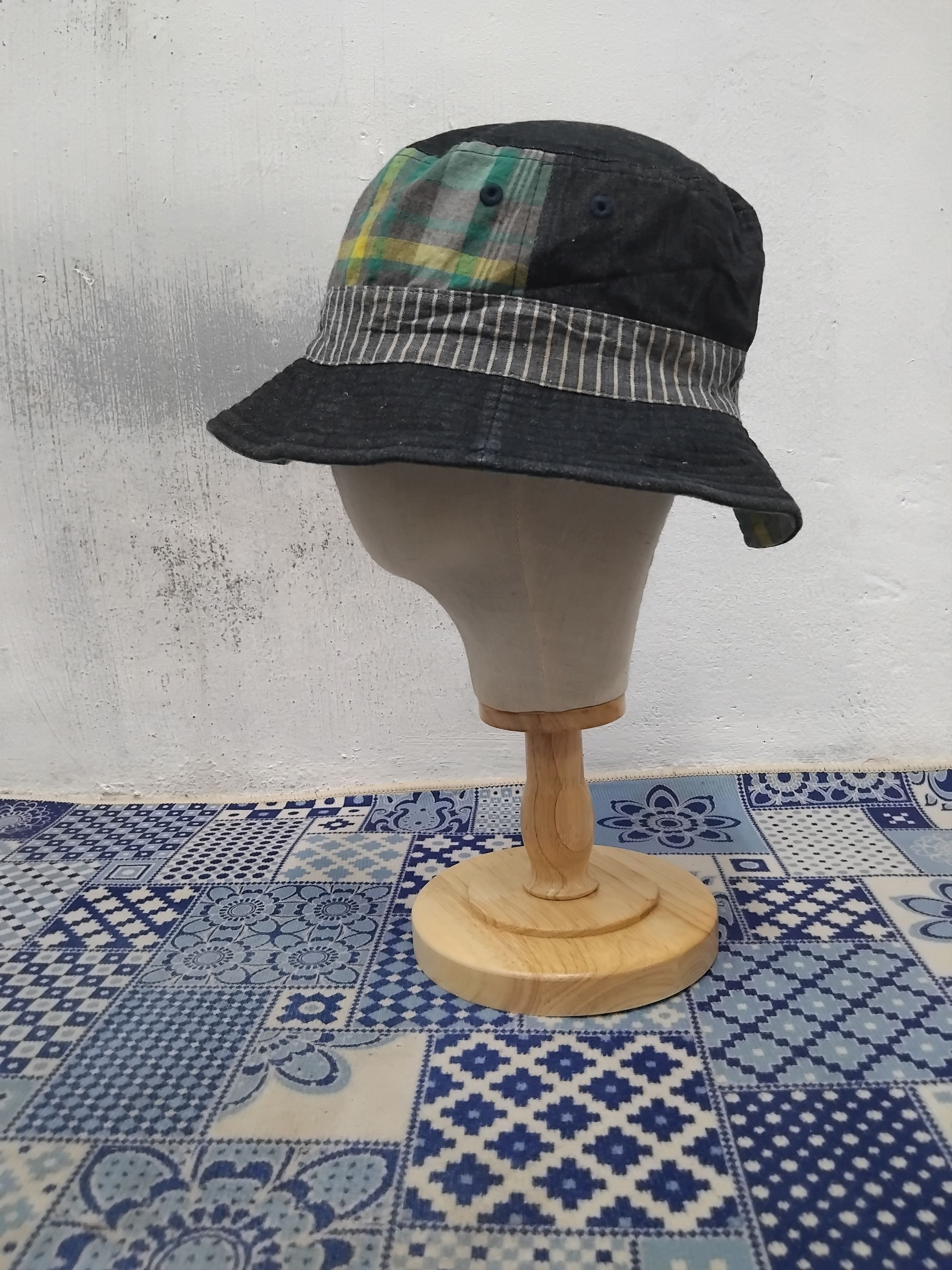 Japanese Brand Inspired Japanese style checkered blue hat Size ONE SIZE - 3 Thumbnail