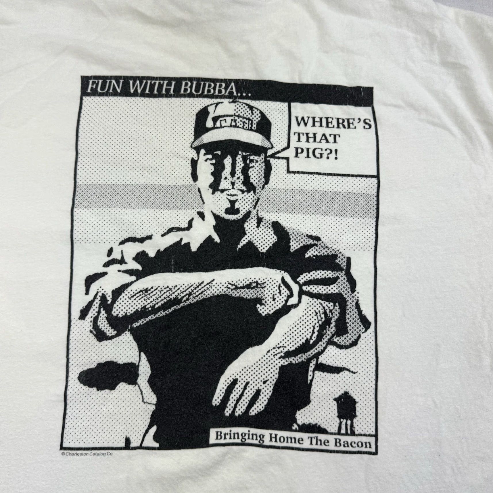 Hanes VINTAGE Bubba Products Promo Shirt Adult XL White Thrashed Charleston 90s Funny Size US XL / EU 56 / 4 - 2 Thumbnail