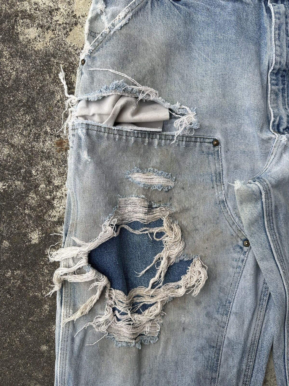 Carhartt Trashed Stonewash Doubleknee Dungaree Carpenter work pant Size US 42 / EU 58 - 3 Thumbnail
