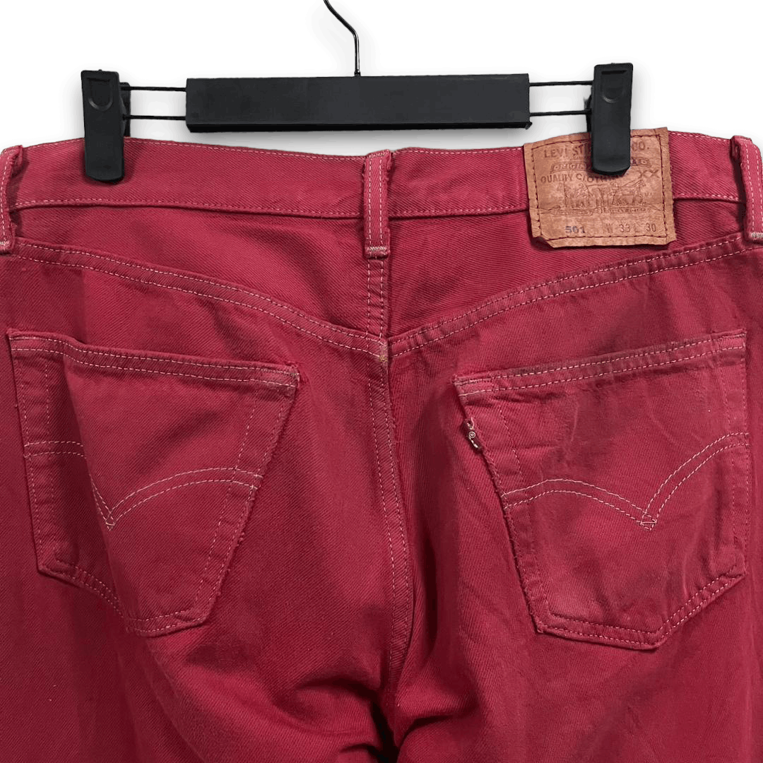 Levi's Vintage 90s Levis 501 Ripped Loose Red Jeans 33x30 Size US 33 - 7 Thumbnail