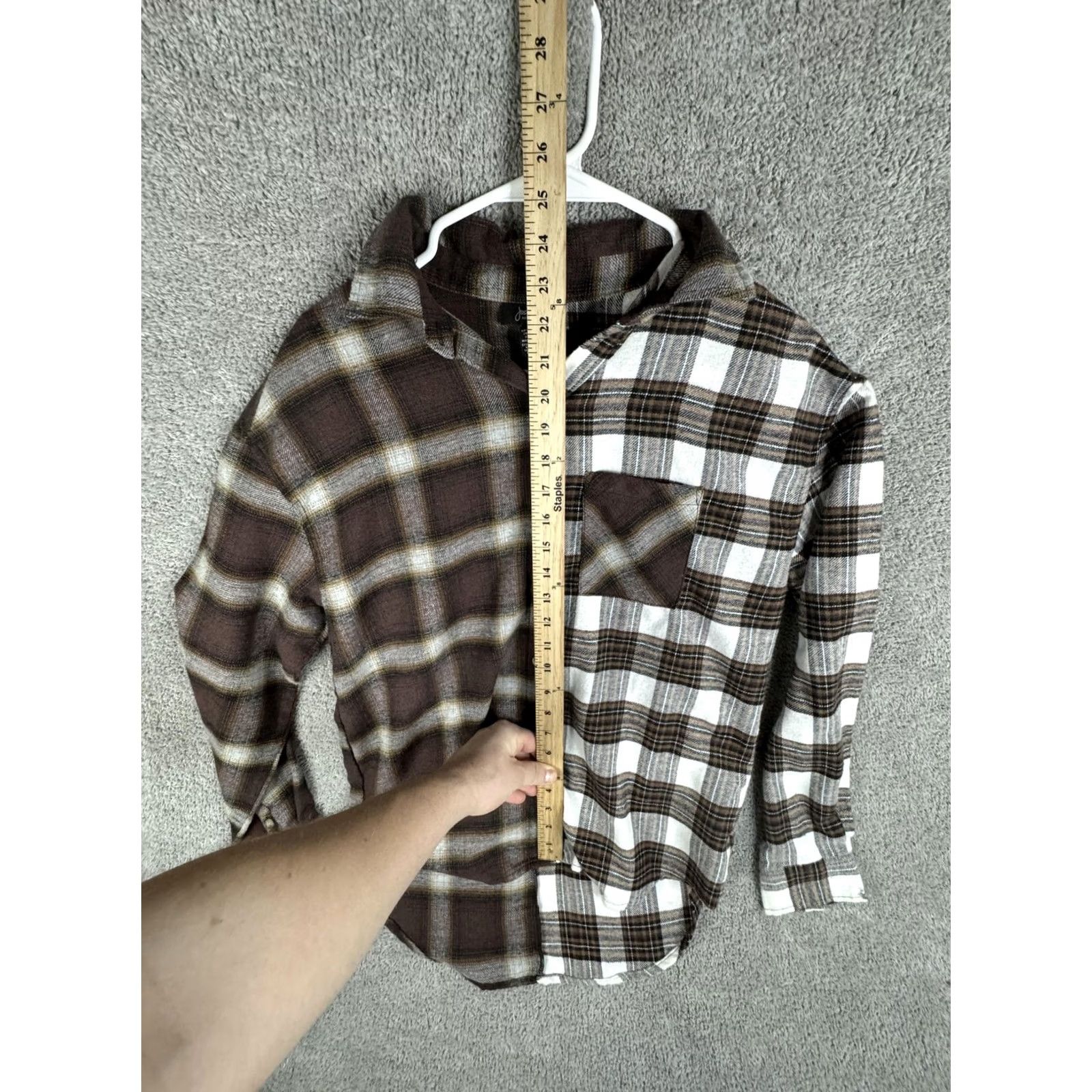 Vintage Just Polly Shirt Womens Small Brown White Plaid Patchwork Button Front Flannel Size S / US 4 / IT 40 - 7 Thumbnail