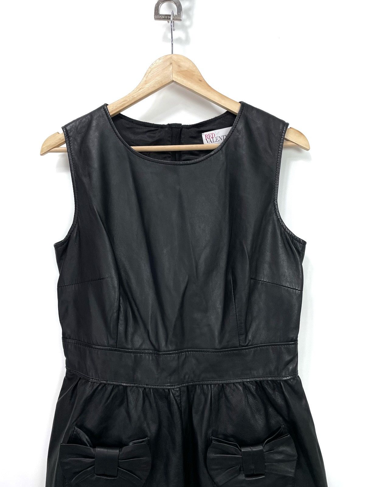 RED Valentino RED Valentino Lambskin Leather Sleeveless Bow Dress – IT 46 Size L / US 10 / IT 46 - 5 Thumbnail