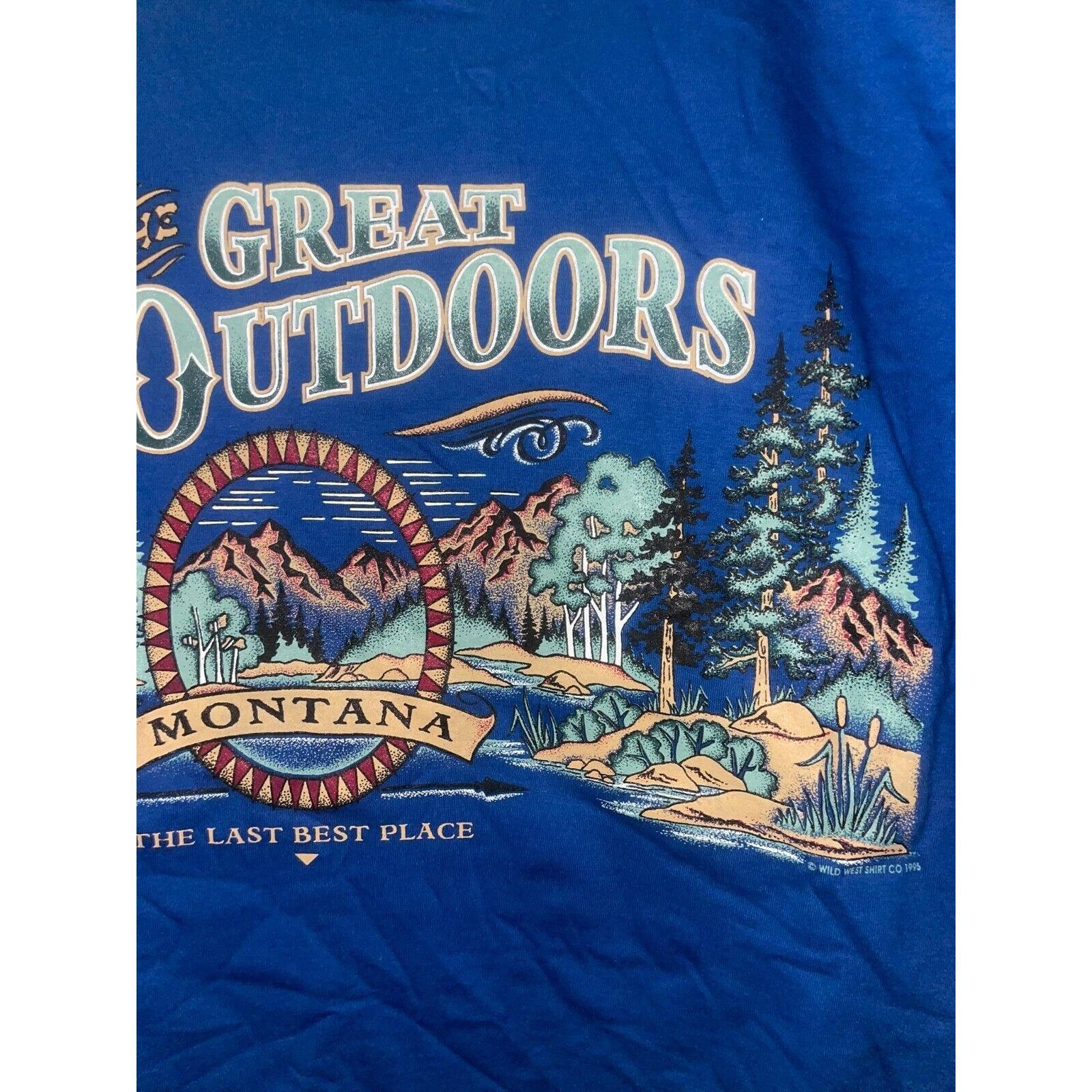 Jerzees Vintage Montana Shirt The Great Outdoors MT Blue Tee VTG 90s Size US L / EU 52-54 / 3 - 5 Thumbnail