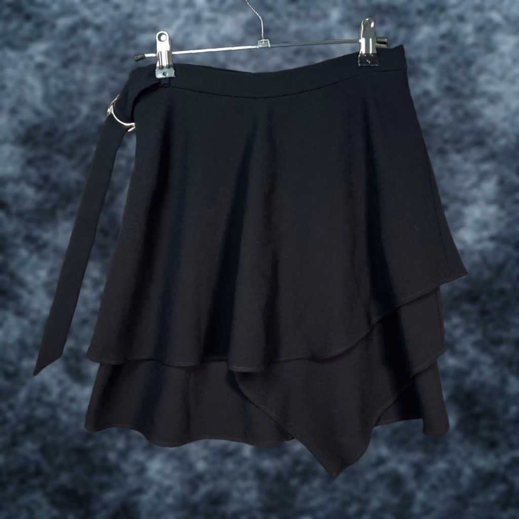 Iro IRO Womens Skirt Short Wrap Asymmetric Ruffle D-Ring Black 36 XS? (Note: Original size 36, but avoid guessing) Size 25" / US 0 / IT 36 - 1 Thumbnail