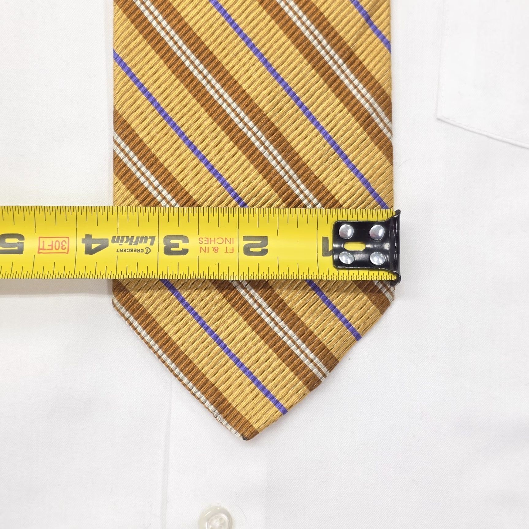 Robert Talbott Robert Talbott Necktie Mens XL Gold Striped Tie Textured Designer USA Size ONE SIZE - 3 Thumbnail