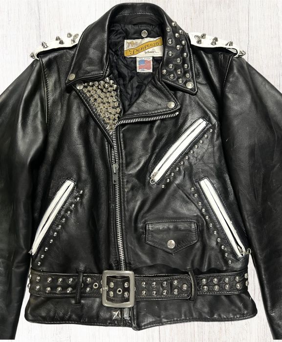 Schott ‼️Vintage Schott Perfecto 80s Leather Studded Rare ‼️ | Grailed
