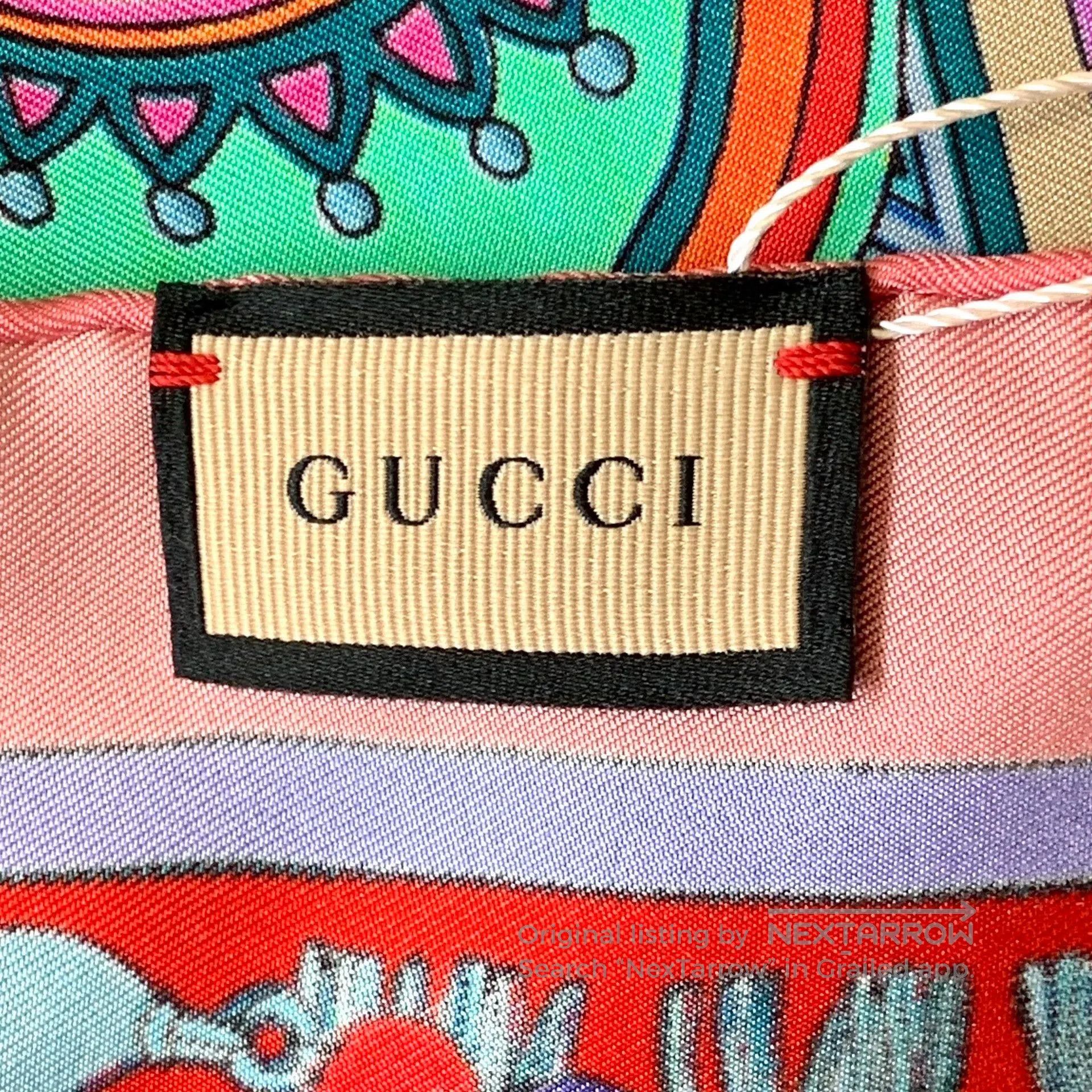 Gucci Gucci Silk Square Scarf with Fringe. Size ONE SIZE - 6 Thumbnail