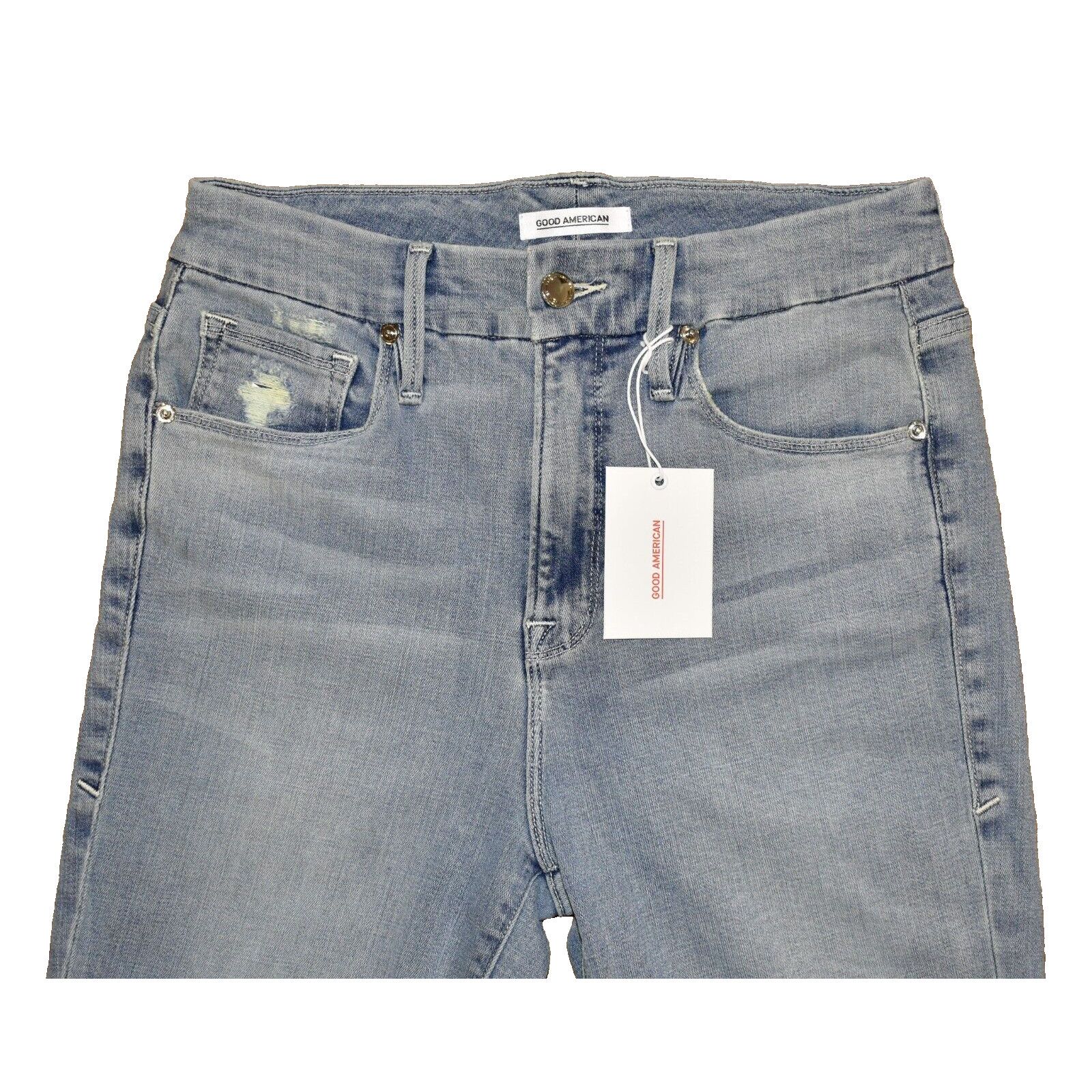Good American A7 NWT GOOD AMERICAN Good Legs Blue Raw Hem Jeans Sz 10 W28 Size 28" / US 6 / IT 42 - 2 Thumbnail