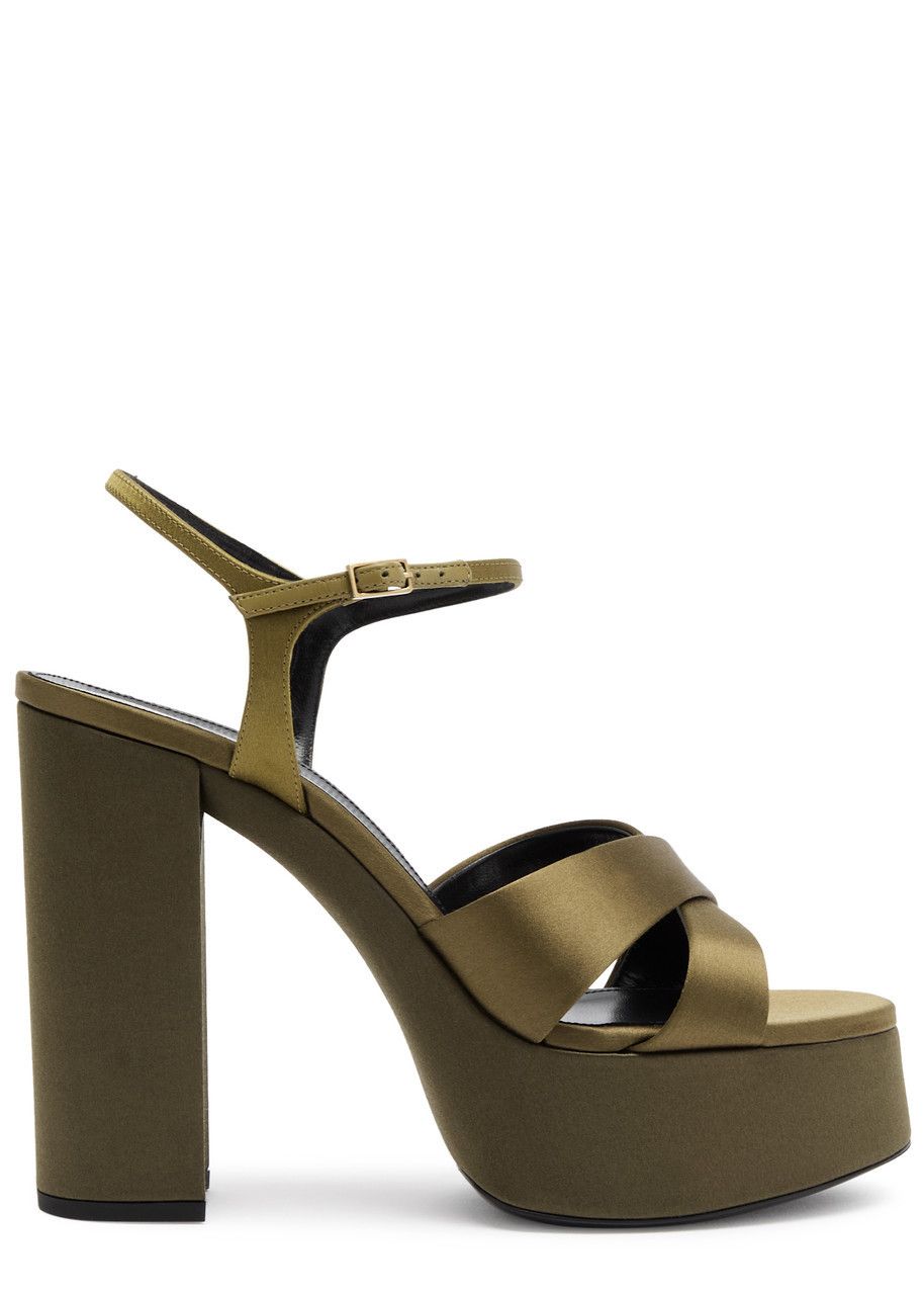 Saint Laurent Paris o1s1wg110925 785665 Blanca Platform Sandals in Satin Crepe Size US 9 / IT 39 - 1 Thumbnail