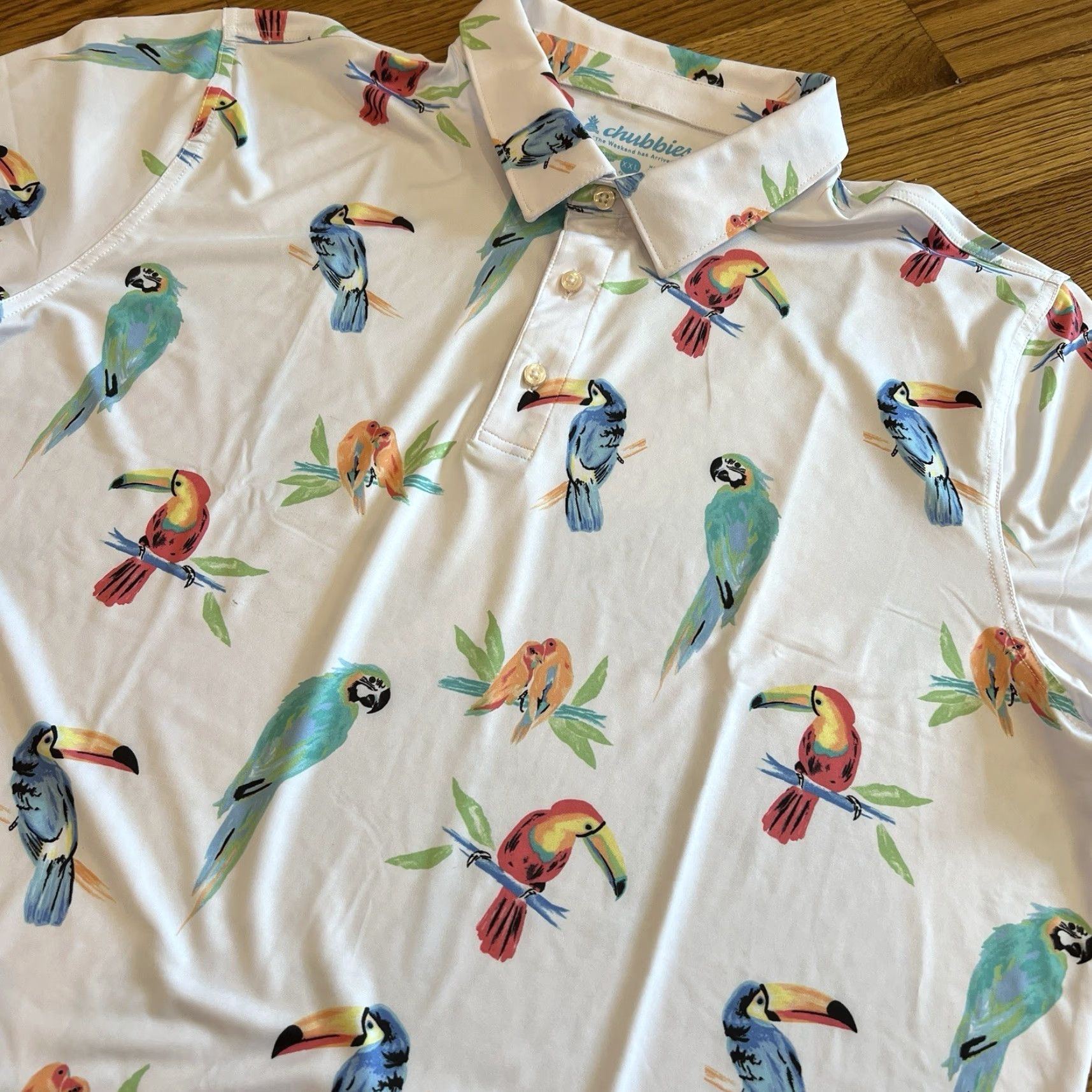 Chubbies Chubbies Polo Shirt Short Sleeve Parrot Graphic Print Hawaiian Tropical Multicolor 2XL Men Mens Size US XXL / EU 58 / 5 - 4 Thumbnail