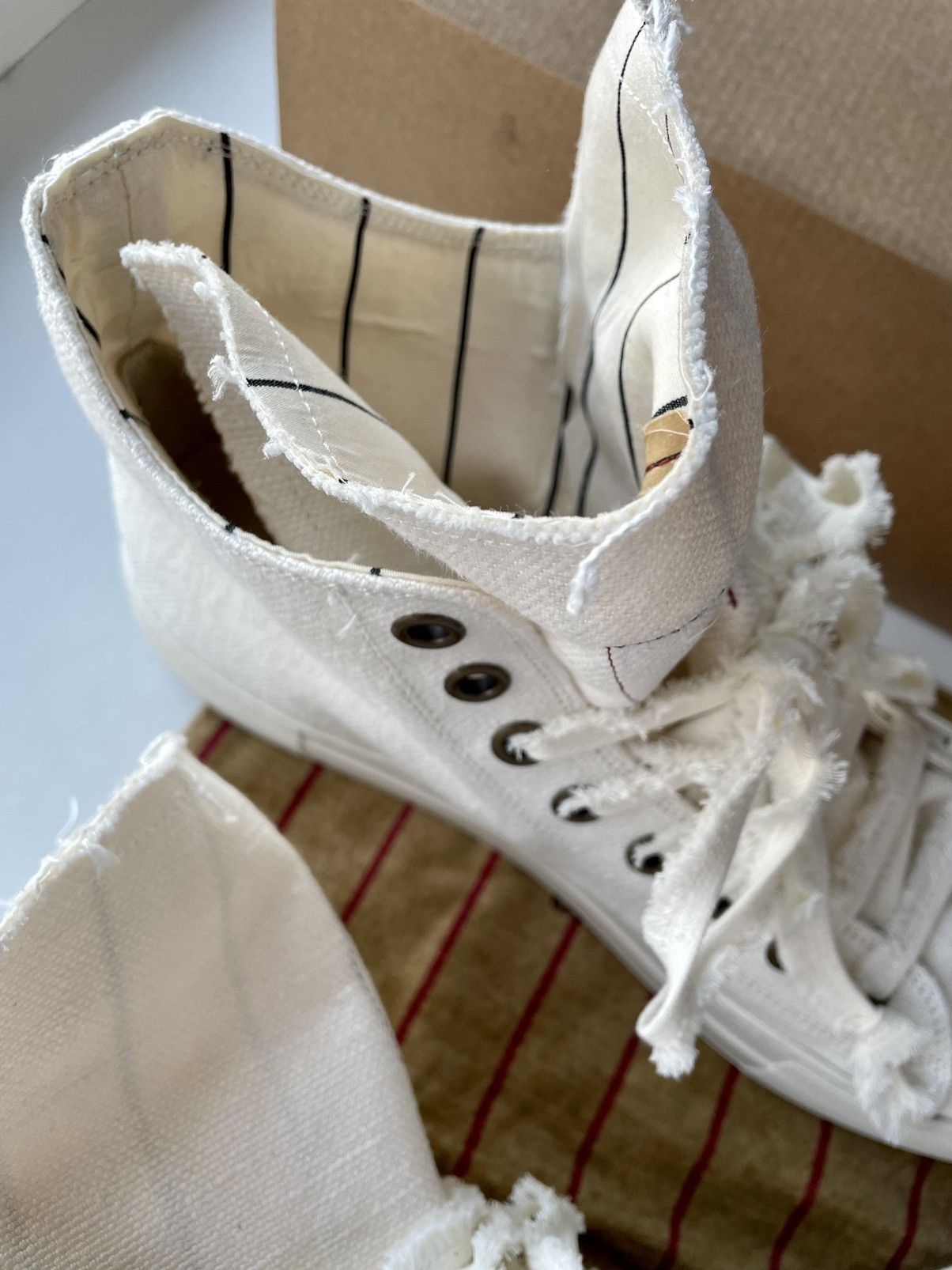 Uma Wang Uma Wang White Canvas Tennis Shoe Hi Top Sneakers Size 43 Size US 9.5 / EU 42-43 - 5 Thumbnail