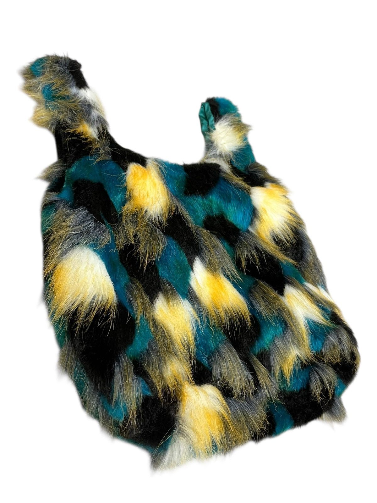 United Colors Of Benetton 🔥Benetton Faux Fur Magnetic Closure Tote Y2K LGB IF 6 9 Size ONE SIZE - 6 Thumbnail
