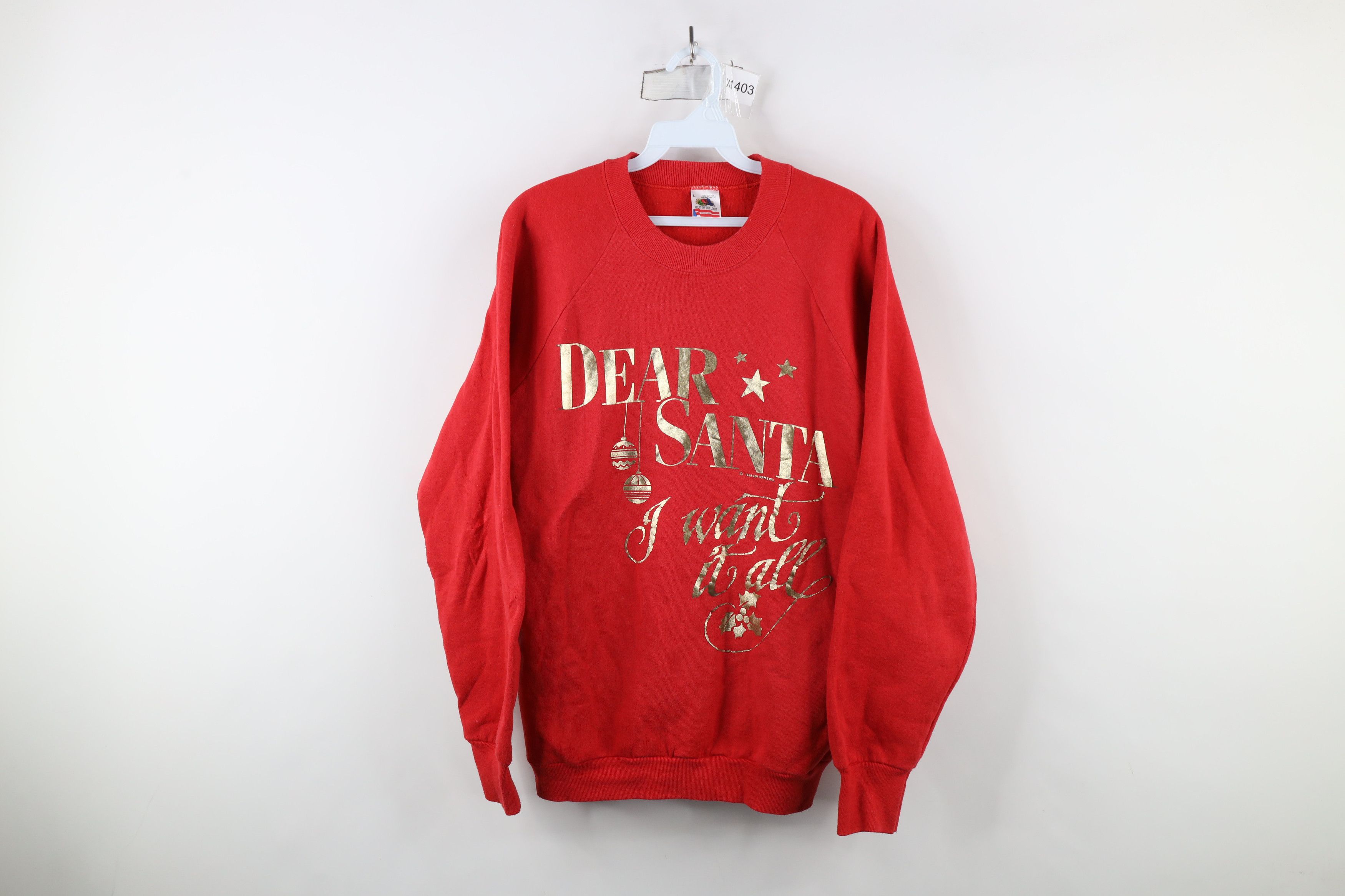 Vintage Vintage 90s Dear Santa I Want It All Sweatshirt Red USA Size L / US 10 / IT 46 - 1 Thumbnail