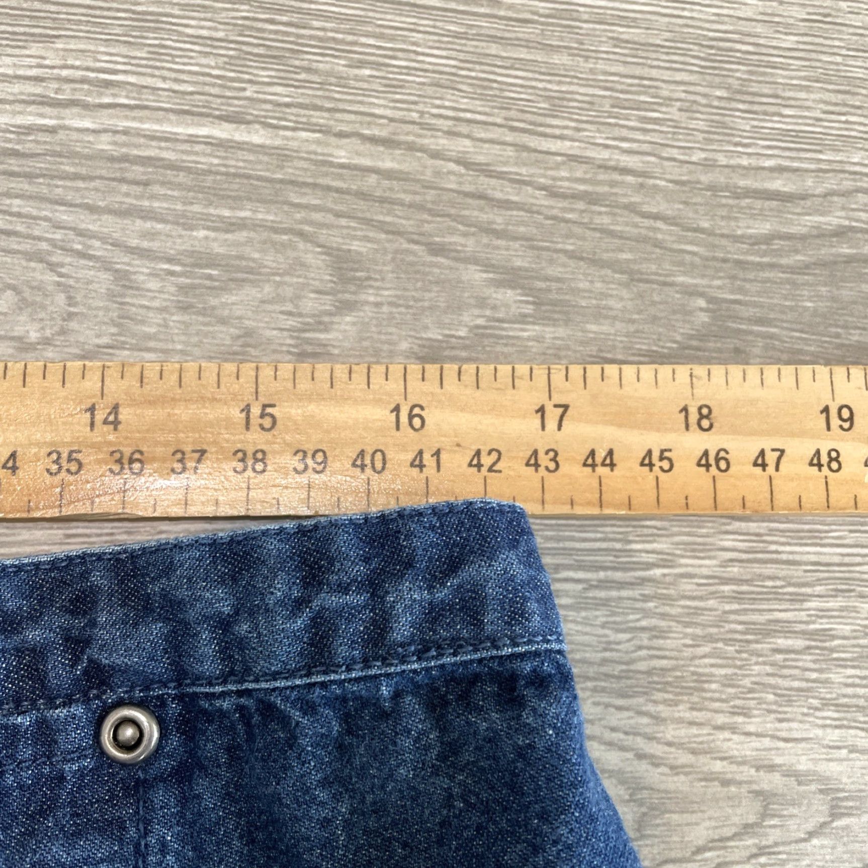 Vintage VINTAGE Premier International Blue Denim Skirt Plus Size XL A-Line Long Elastic Waist Womens Size 40" / US 18 - 4 Thumbnail