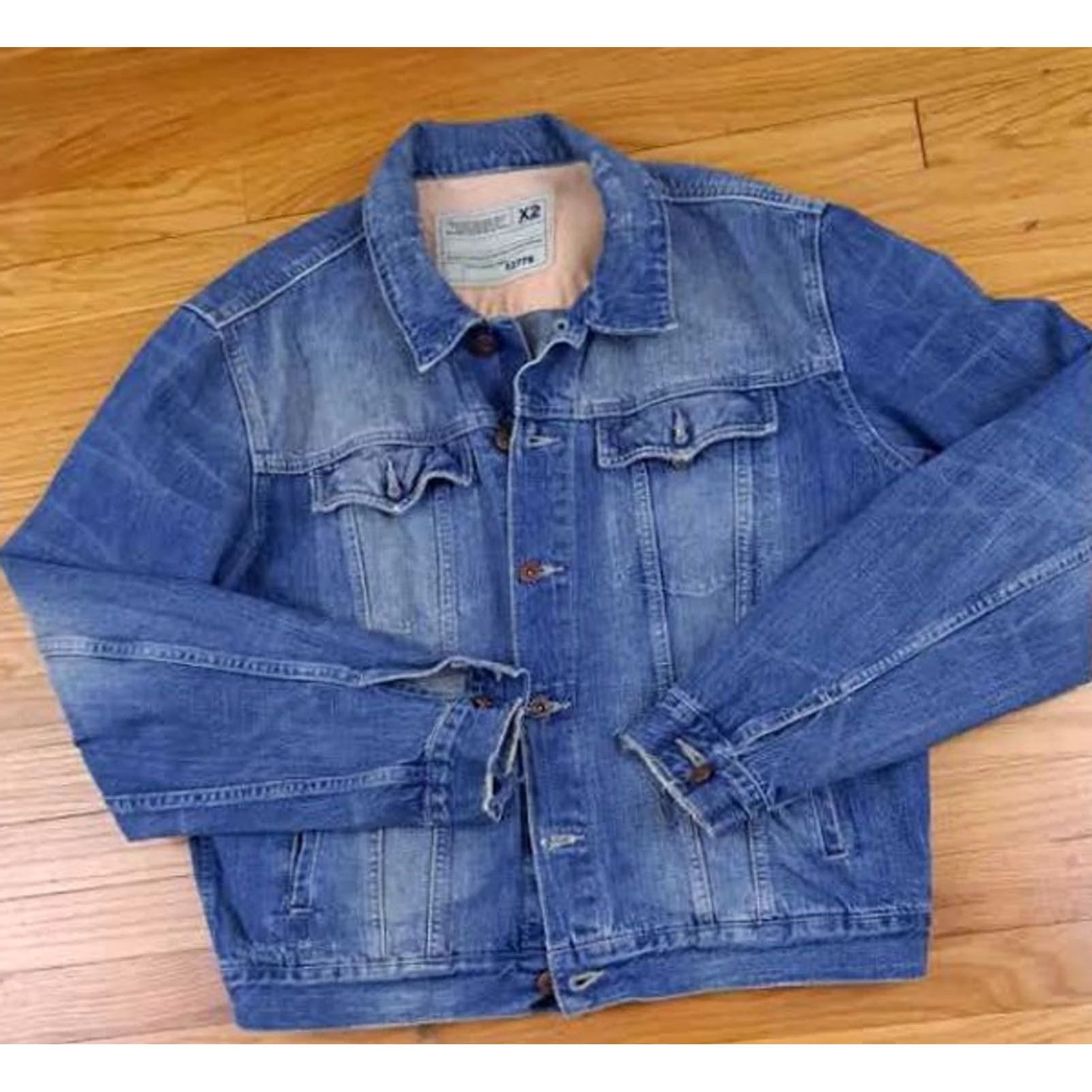 X-LARGE VINTAGE Denim Laboratory Blue Denim Bomber Jacket size X-Large Men Size US 36 / EU 52 - 4 Thumbnail