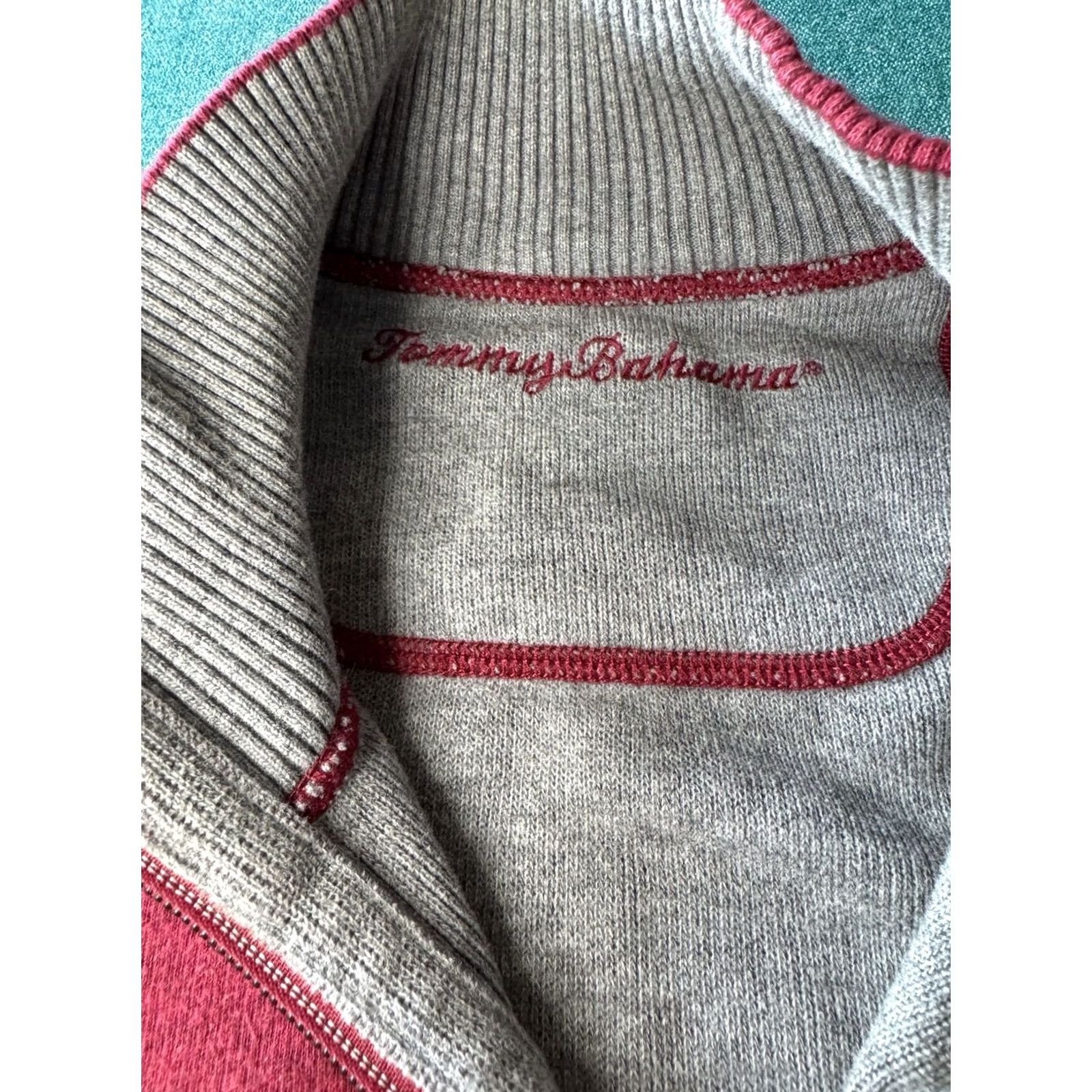 Tommy Bahama Tommy Bahama Reversible Hoodie Pullover 1/4 Zip Maroon Gray Large Men’s L Red Cotton Logo Shirt Size US L / EU 52-54 / 3 - 3 Thumbnail