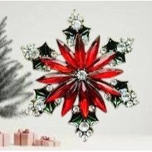 Handmade Poinsettia Brooch Pin New Christmas Flower December Birthsto Size ONE SIZE - 1 Thumbnail