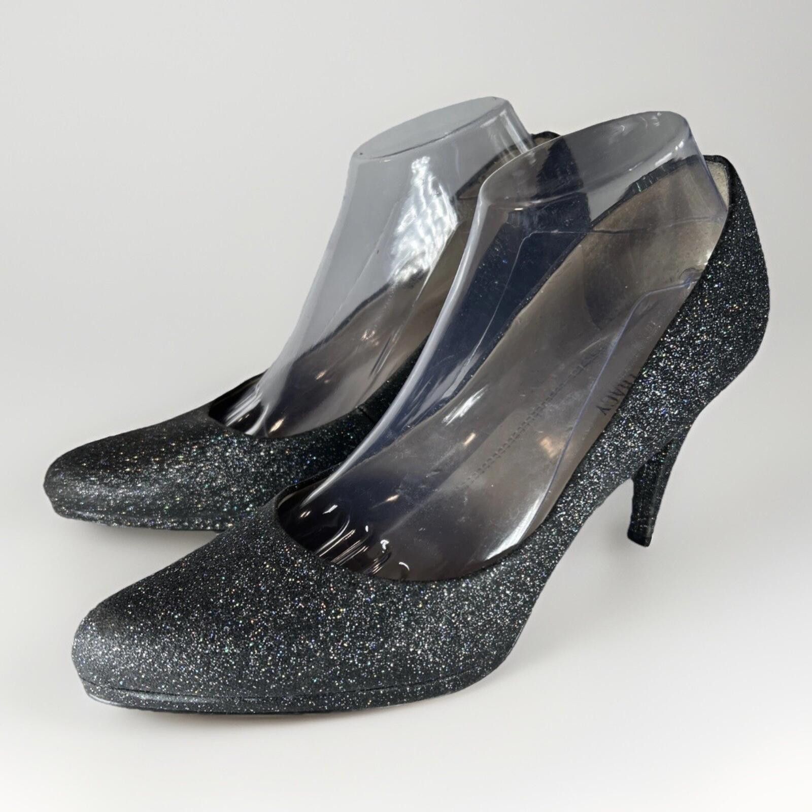 Other Ellen Tracy Cody Black Glitter Round Toe Classic Pumps 9.5M Size US 10 / IT 40 - 1 Thumbnail