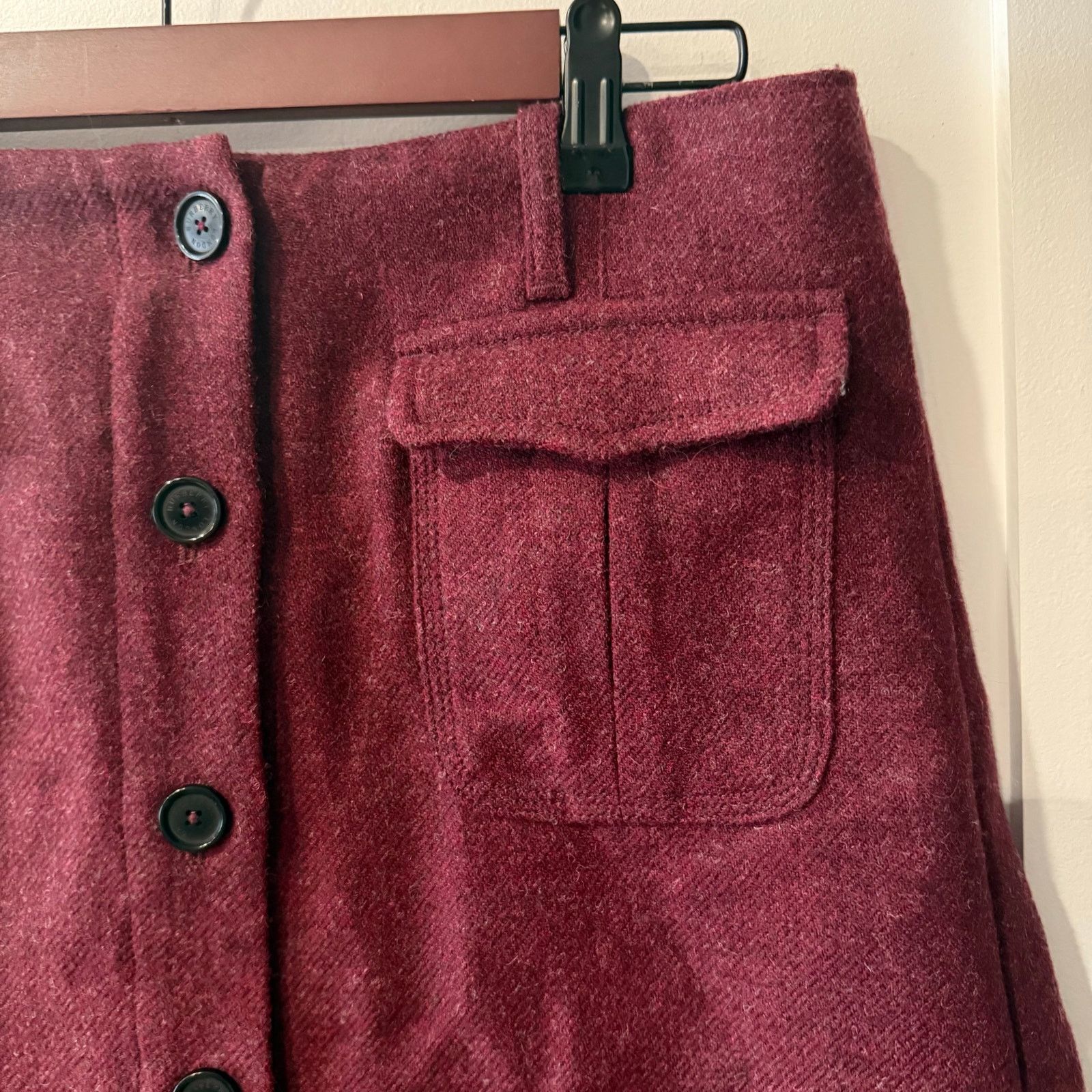 Burberry Burberry London Women’s Burgundy Wool Skirt Size 12 Size 34" / US 12 / IT 48 - 4 Thumbnail
