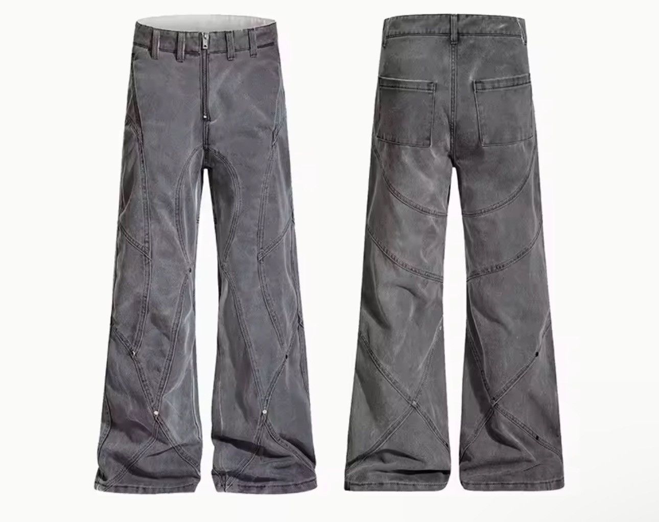 Other Washed Designer Bootcut Patchwork Wide Leg Jeans Pants Size US 27 - 5 Thumbnail