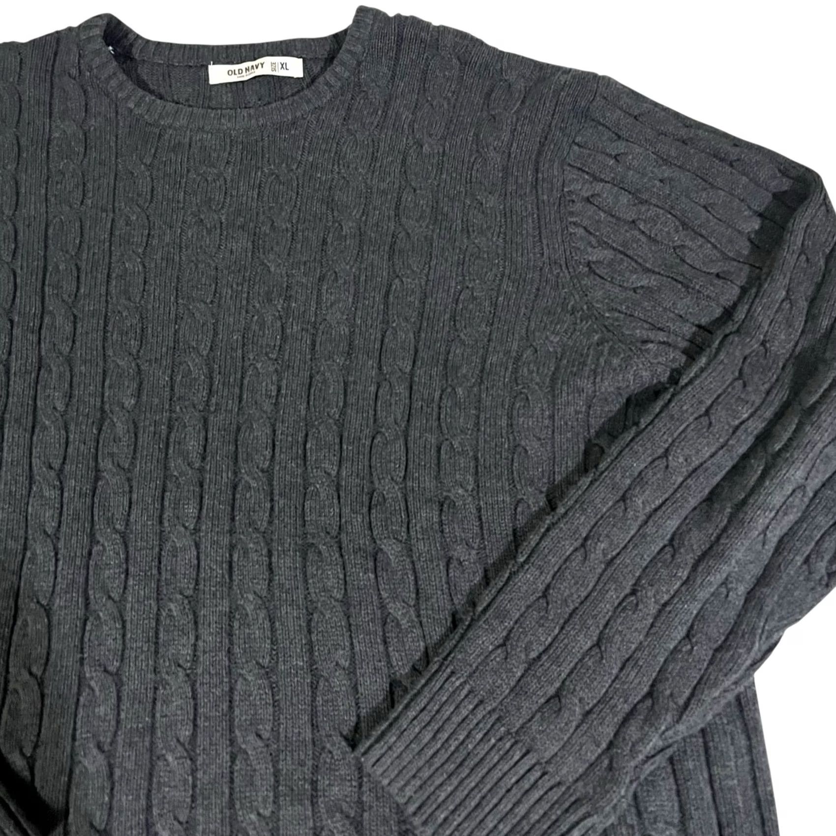 Old Navy Old Navy Sweater Mens XL Gray Cable Knit Crewneck Pullover Dad, 100% Cotton, Casual, Grunge, Preppy, Vintage-Style Knit, Classic Mens Pullover Size US XL / EU 56 / 4 - 2 Thumbnail
