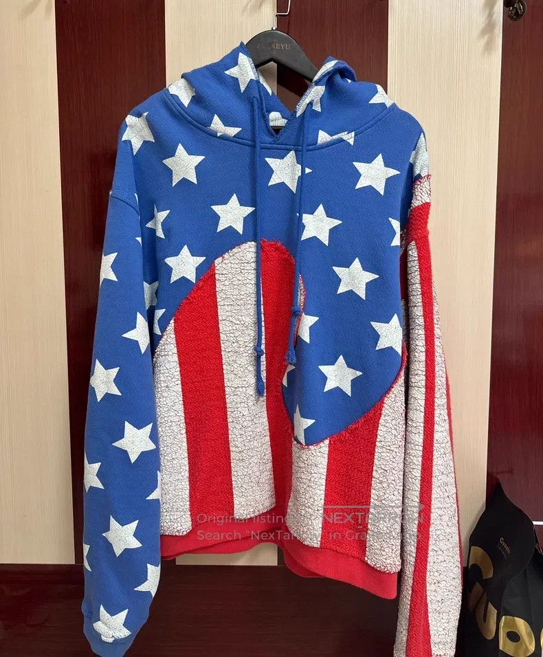 ERL ERL American flag hooded sweatshirt, large logo on the hoo Size US L / EU 52-54 / 3 - 1 Thumbnail