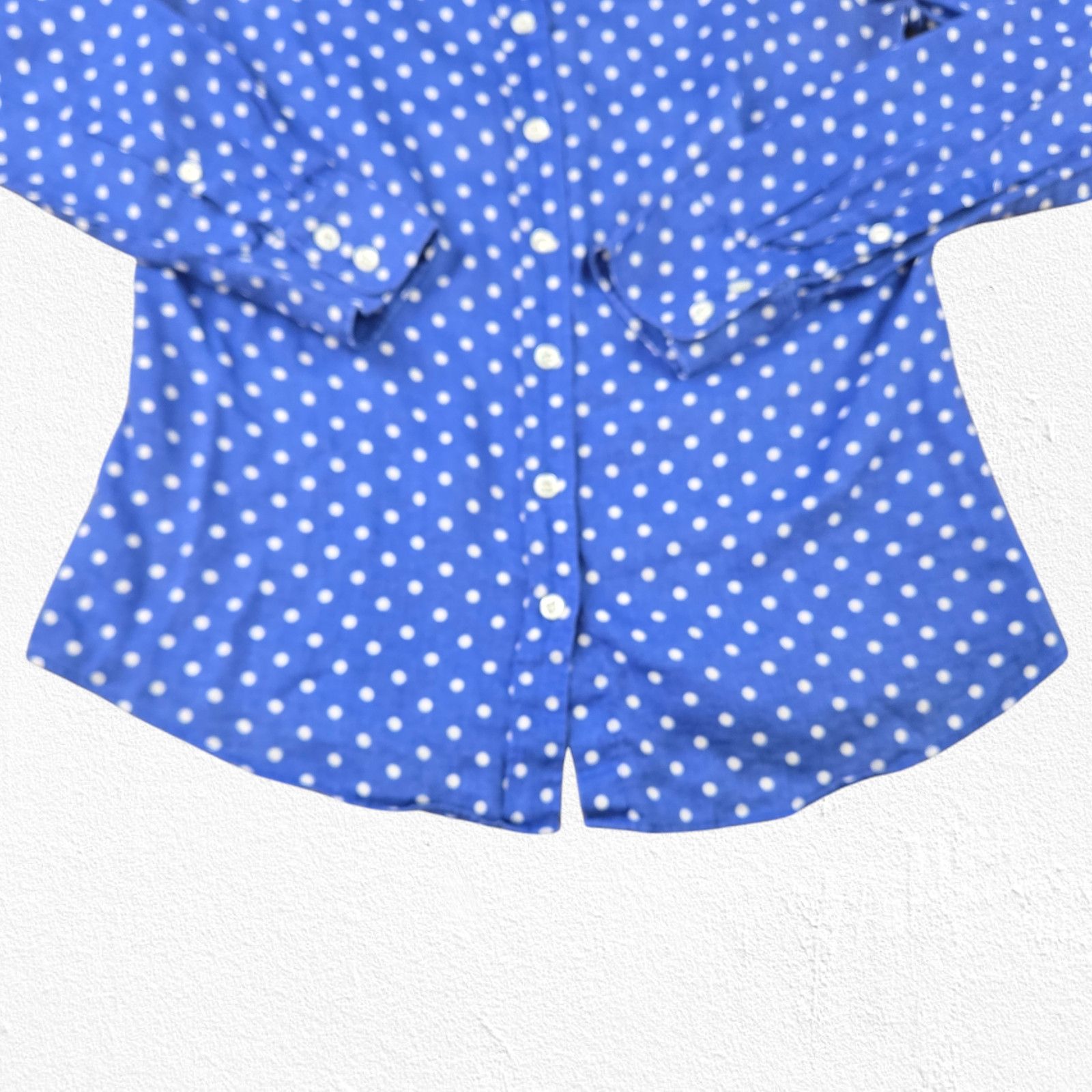 J.Crew J Crew Blue Polka Dot Button Down Linen Blouse Size 4 Size S / US 4 / IT 40 - 8 Thumbnail
