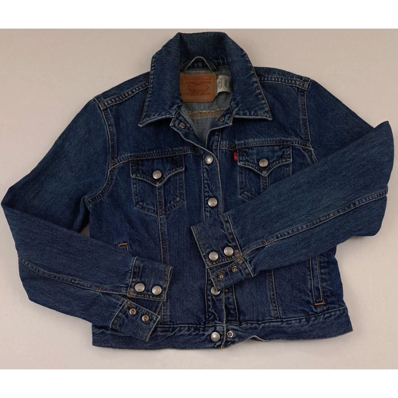 Levi's Levi's Miss-Woman Denim Bomber Jacket Blue 90s Solid Button Front Regular M Womens Size 32" / US 10 / IT 46 - 3 Thumbnail