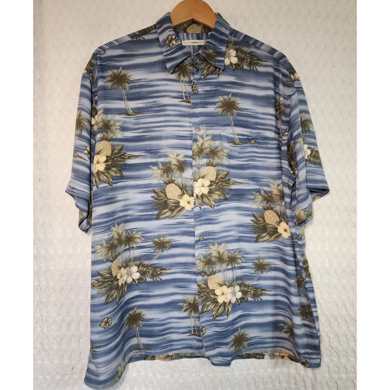 Campia Moda Campia Moda Mens L Hawaiian Shirt Pineapple Blue Floral Size US L / EU 52-54 / 3 - 1 Thumbnail