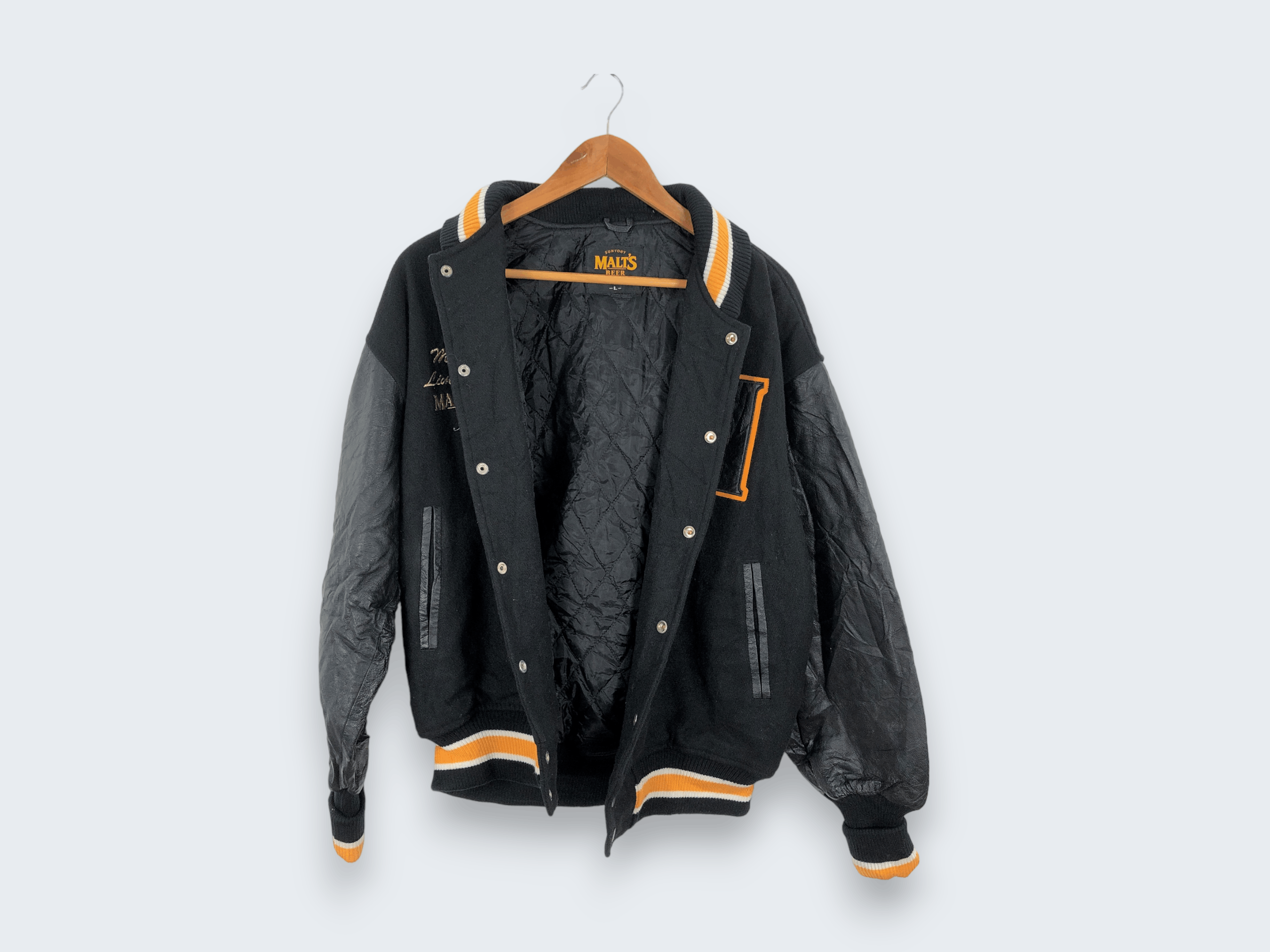Japanese Brand × Vintage Vintage Malts Varsity Jacket Leather Sleeve Size US L / EU 52-54 / 3 - 3 Thumbnail