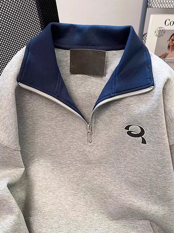 Vintage Gray Stripe Half-Zip Sweatshirt Size US M / EU 48-50 / 2 - 2 Thumbnail